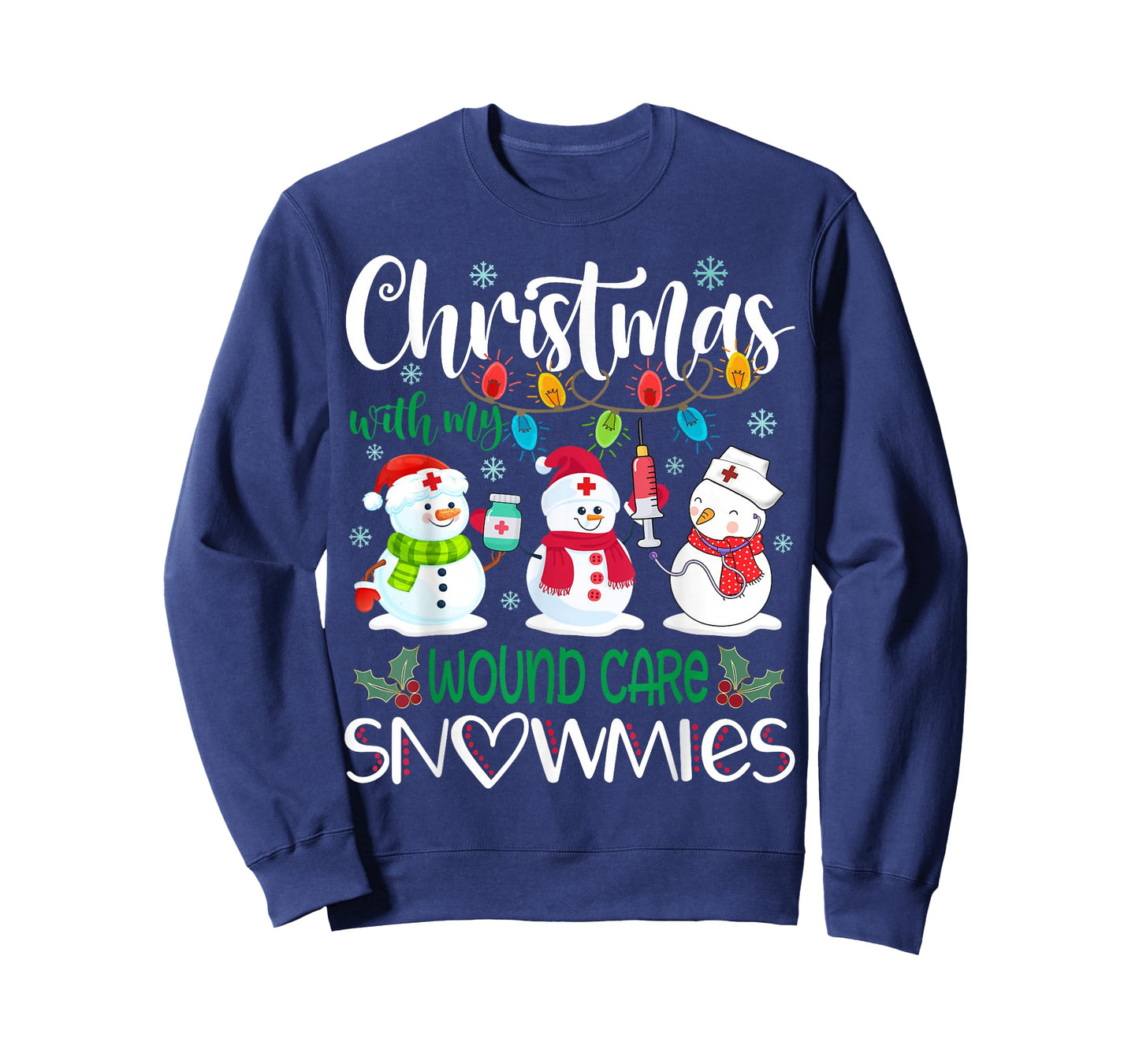Christmas With My Wound Care Snowmies Nurse Stethoscope T-Shirt