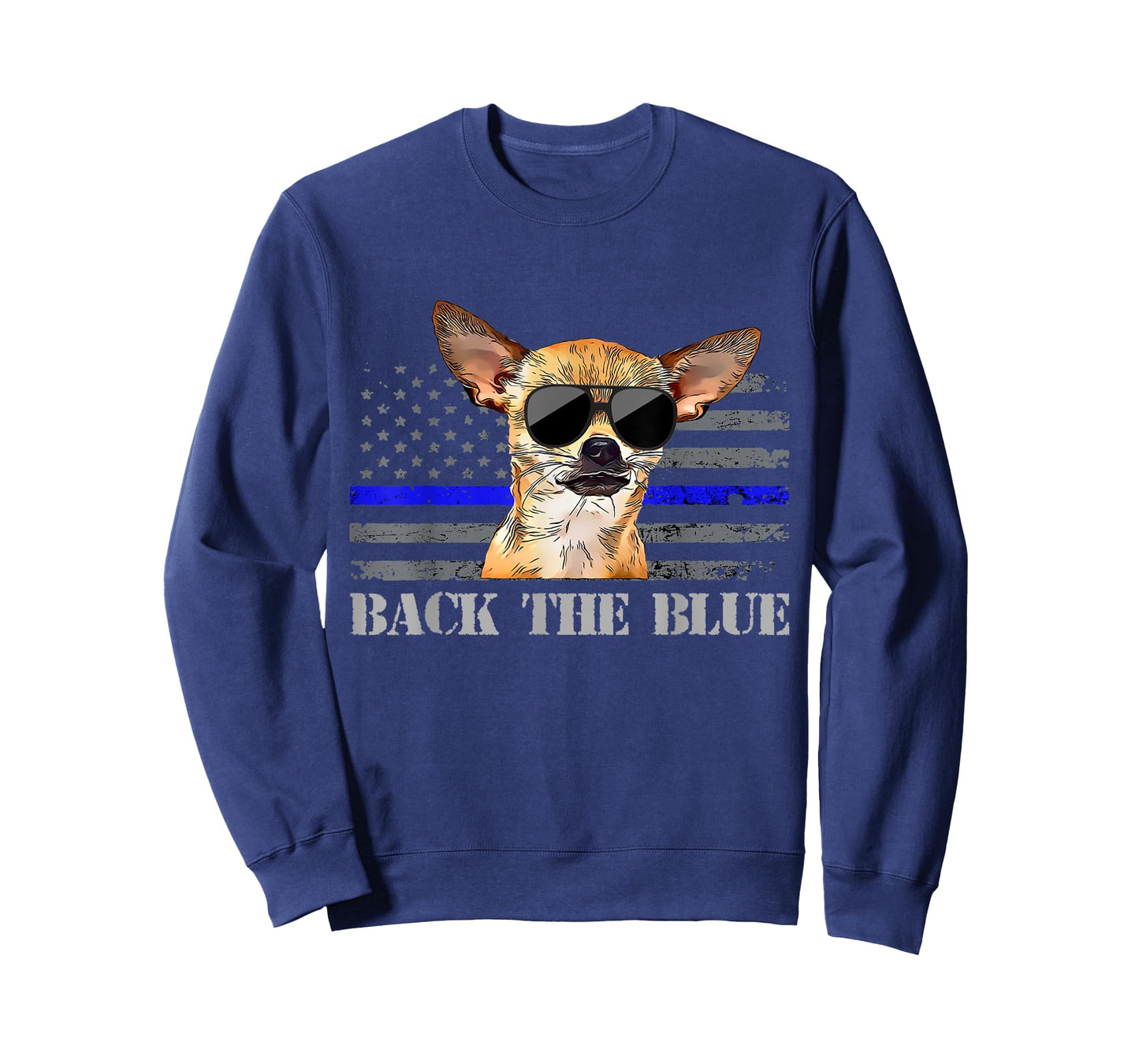 Chihuahua Thin Blue Line American Flag Police Dog T-Shirt