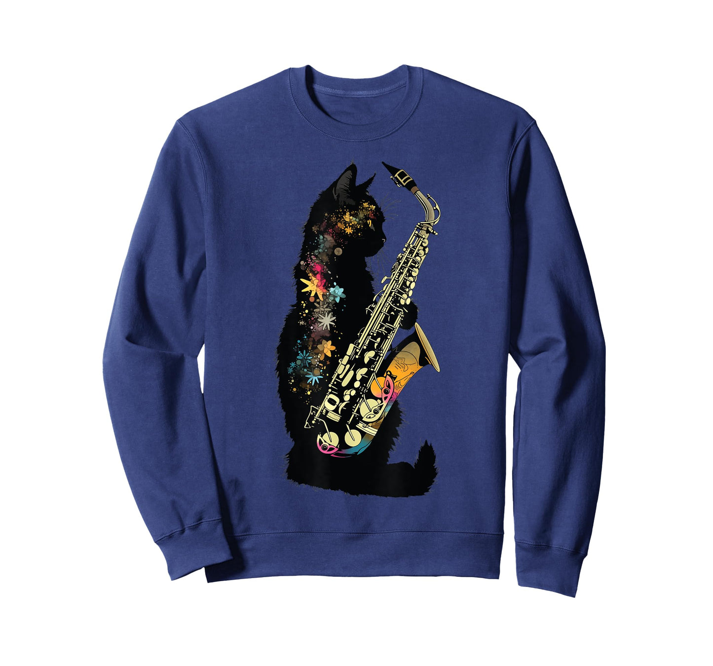 Cat With Saxophone Cat Playing Saxophone T-Shirt for Men Women Kids