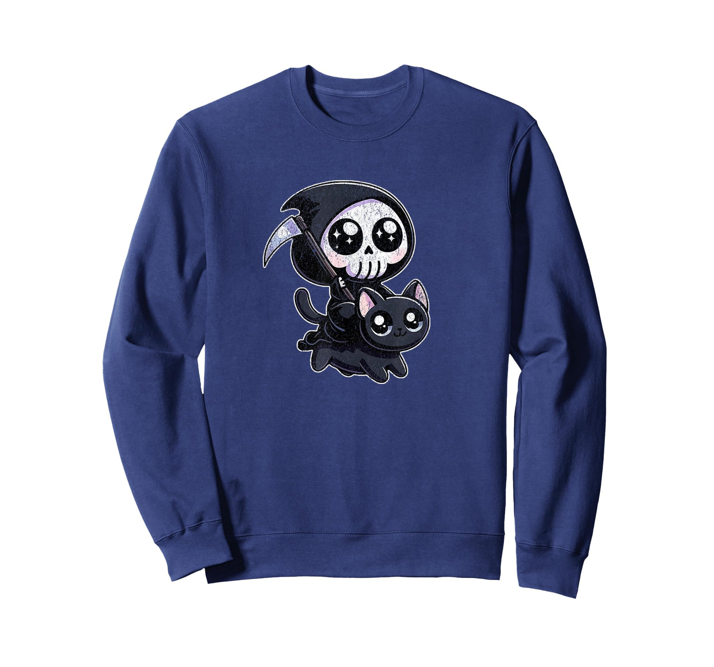 Grim Reaper Riding a Cat Men Women T-Shirt