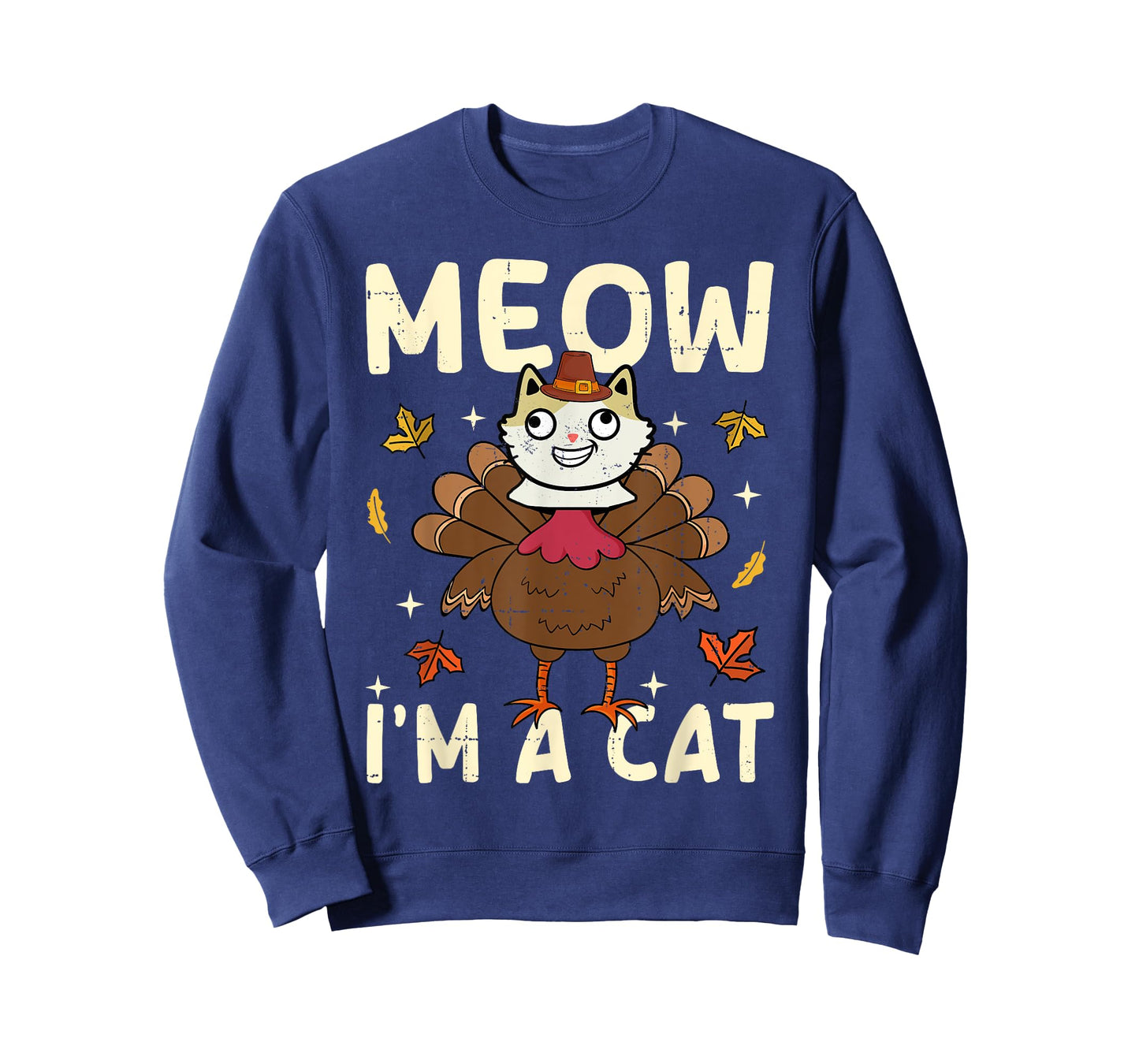 Thanksgiving Fake Cat Thanksgiving Turkey Cat Funny T-Shirt for Men Women Kids