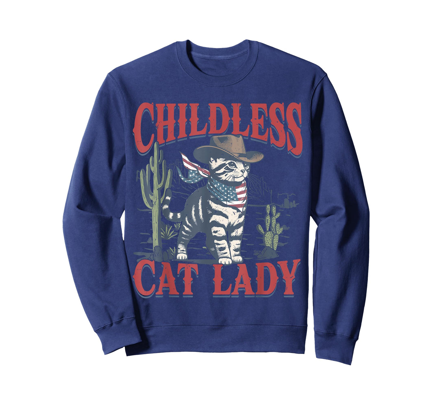 Cowboy Cat Childless Cat Lady For Kamala Election Voting T-Shirt