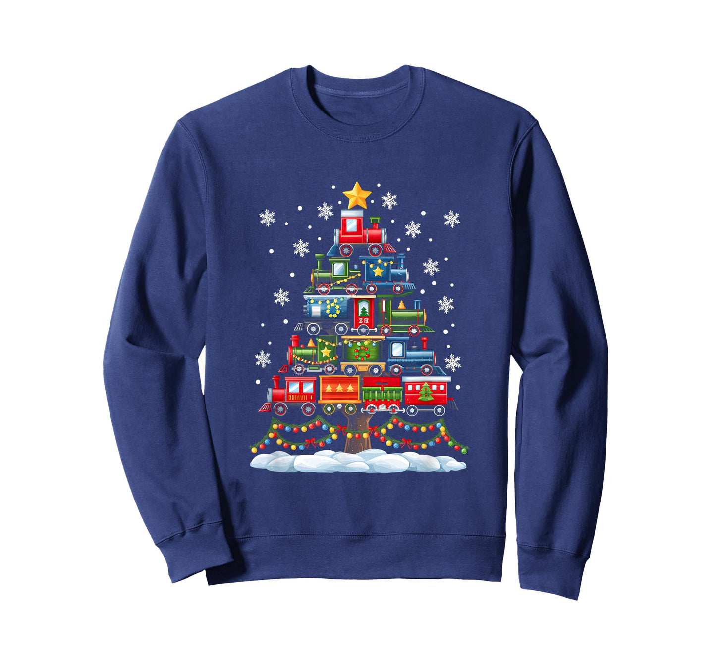 Train Lover Xmas Tree Santa Train Christmas Tree Decoration T-Shirt