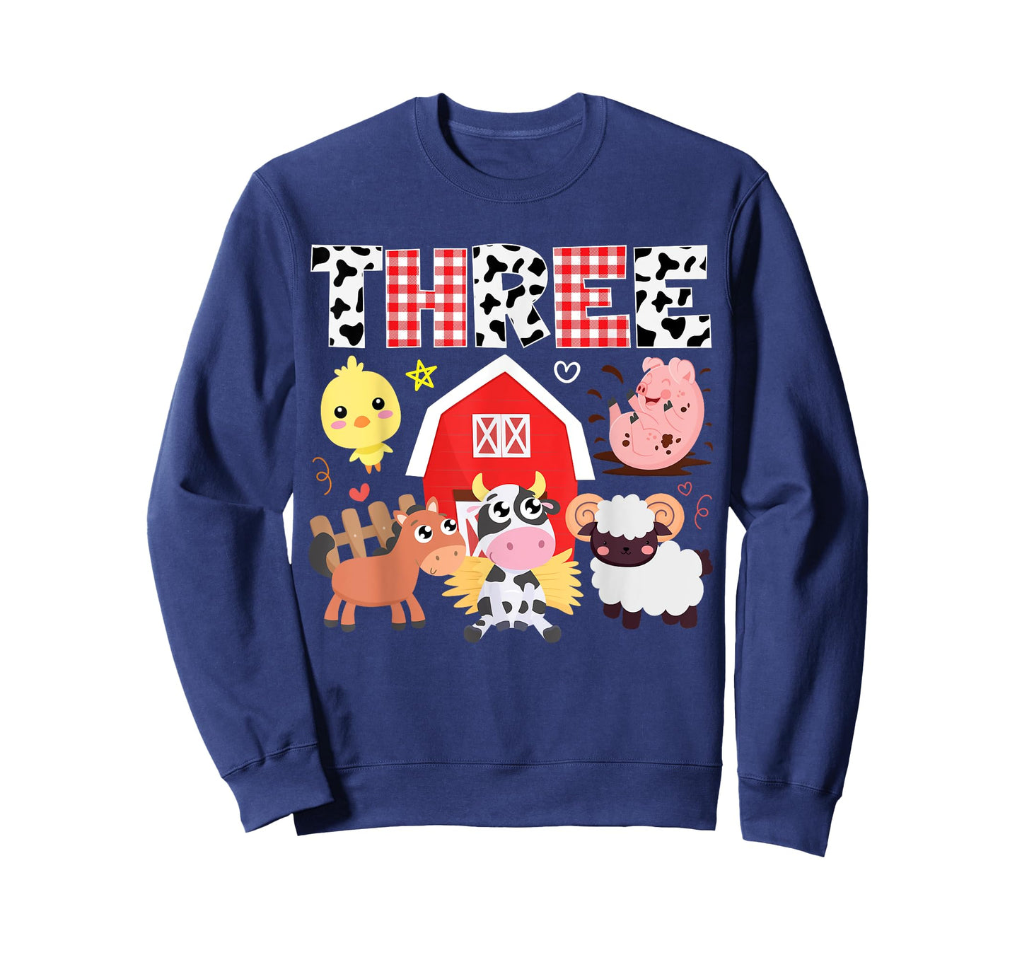 3rd Birthday Three Year Farm Theme Animals Birthday Party T-Shirt