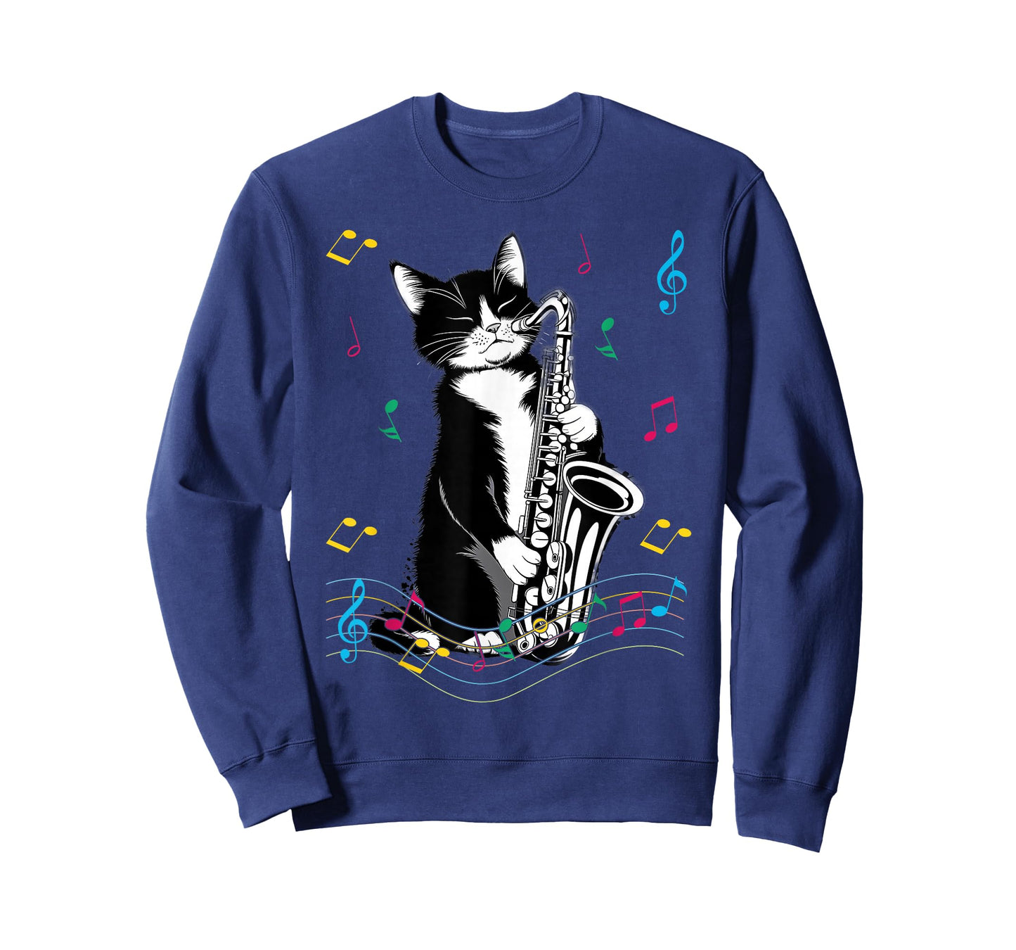 Cat Playing Saxophone Funny Cat Jazz Sax Music Saxophonist T-Shirt