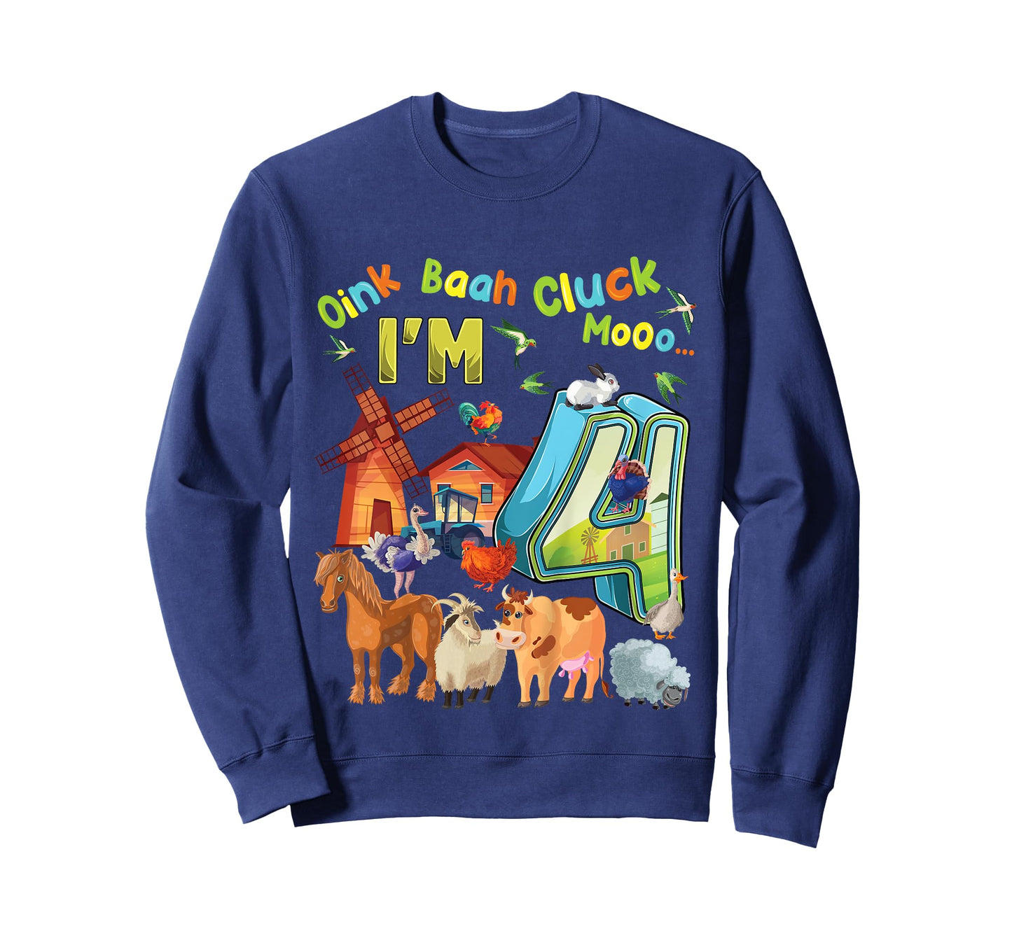 Barnyard 4th Birthday Farm Animals 4 Years Old Farming T-Shirt