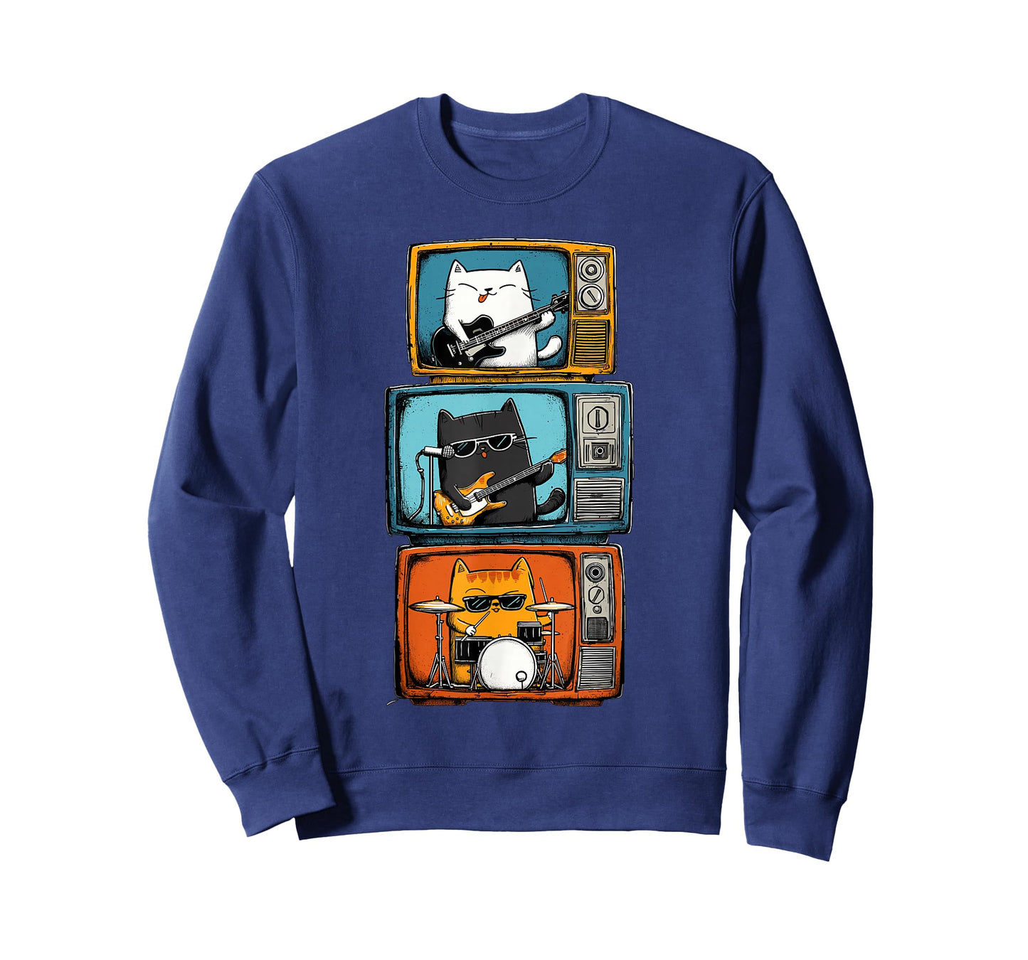 Novelty Cats Band Guitar Drums Men Kids Women Funny Y2K T-Shirt