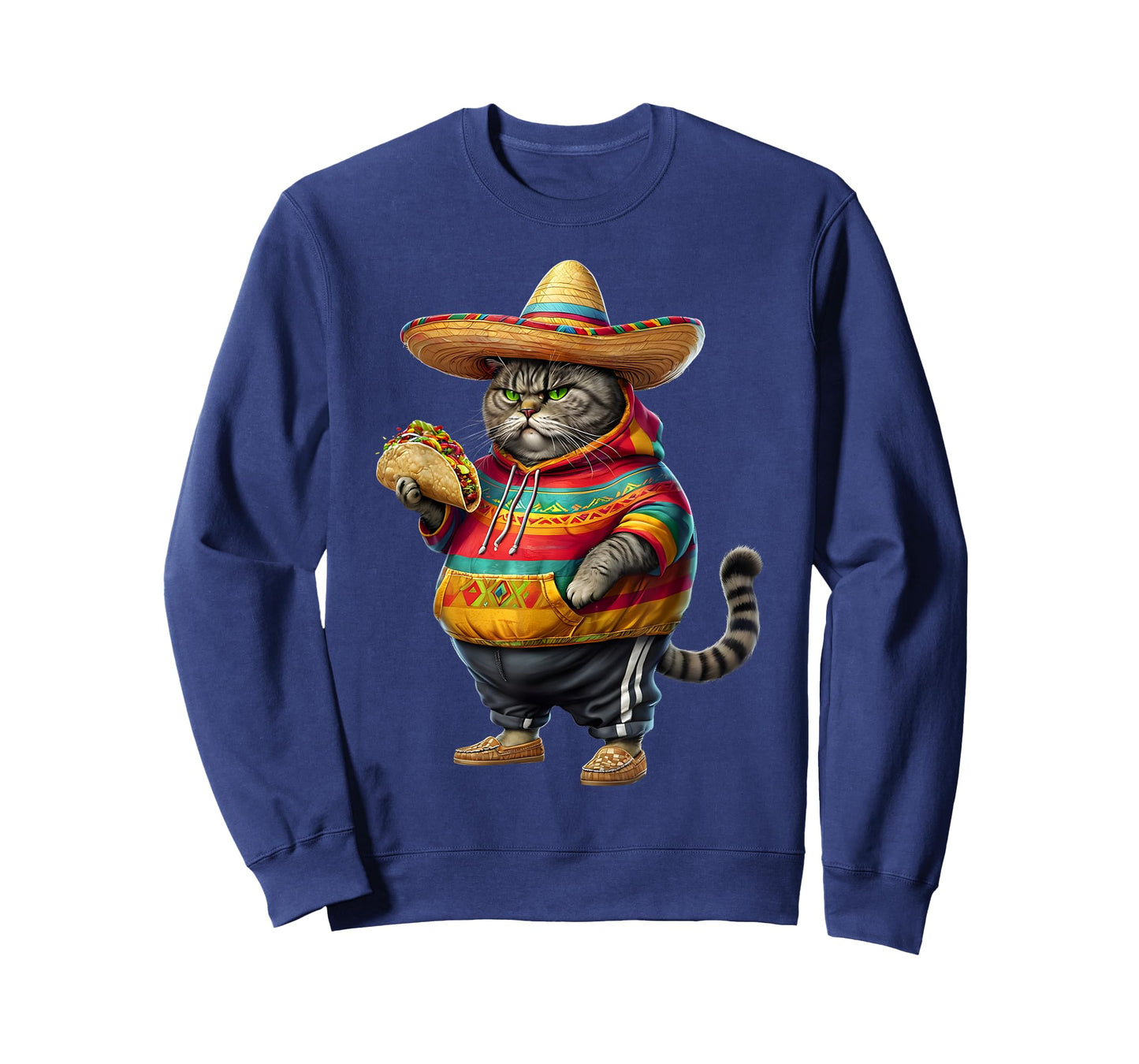 Funny Fat Cat Cinco De Mayo Fat Kitten Cat with Taco Mexican T-Shirt