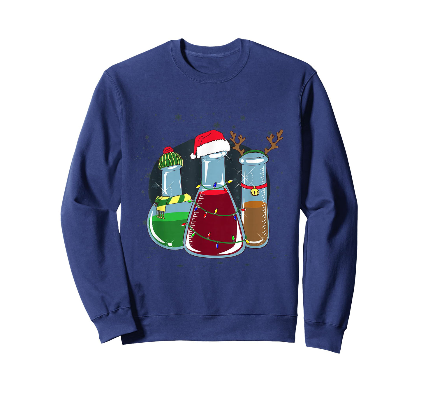 Chemical laboratory bottles, Santa, reindeer, Christmas T-Shirt