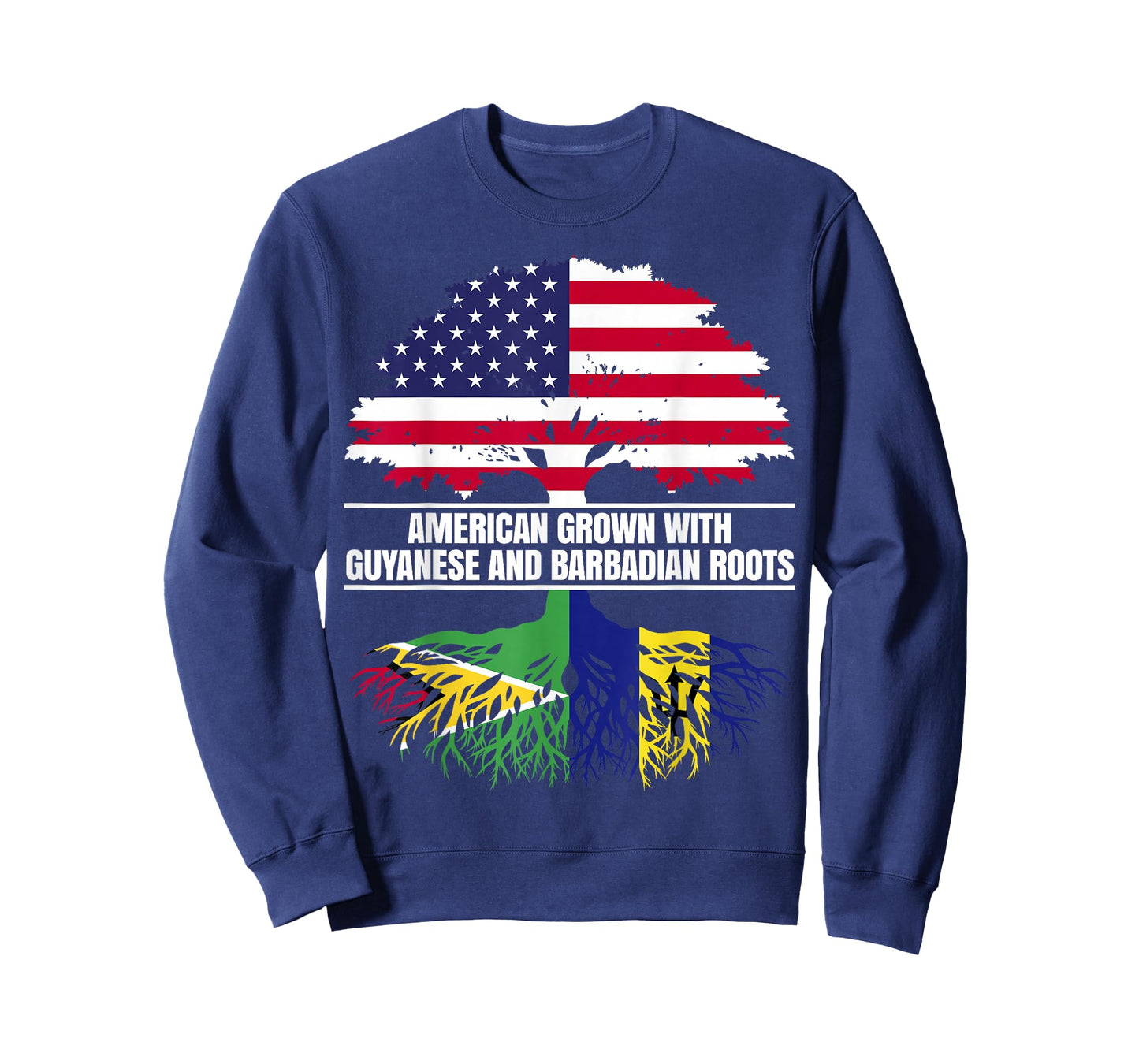 American Grown with Flag Heritage Guyanese Barbadian Roots T-Shirt