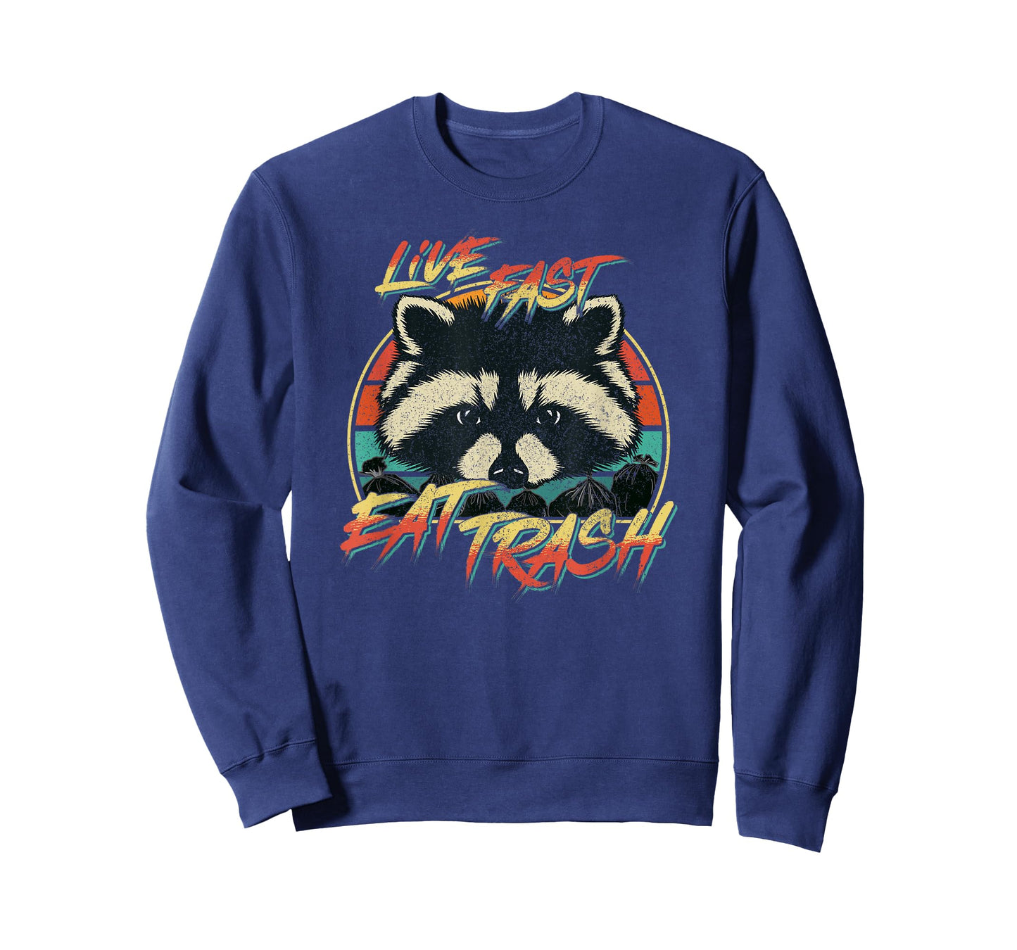 Live Fast Eat Trash Funny Retro Trash Panda Raccoon T-Shirt