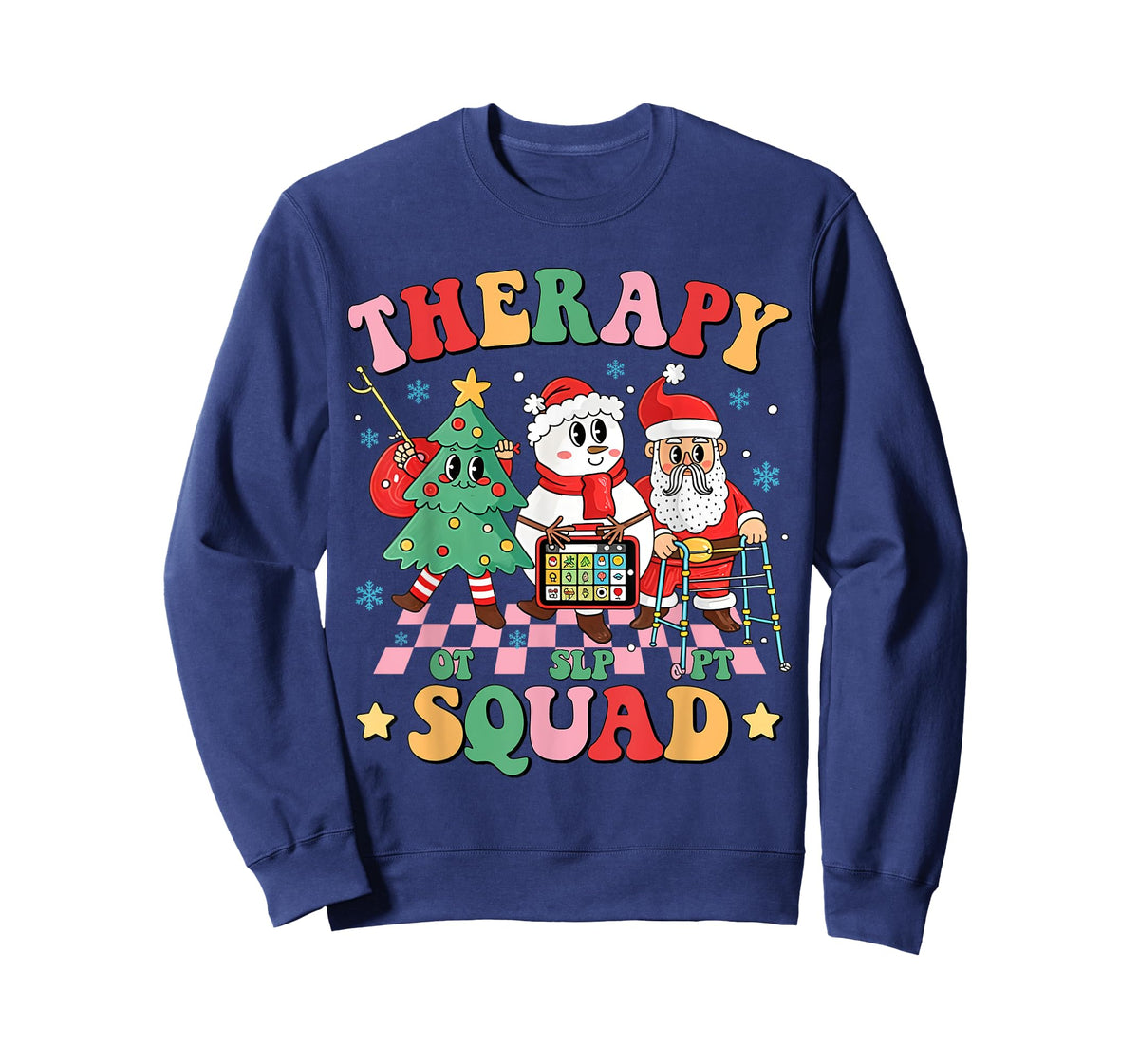 Therapy Squad SLP OT PT Christmas Retro Rehab Team Xmas Crew T-Shirt