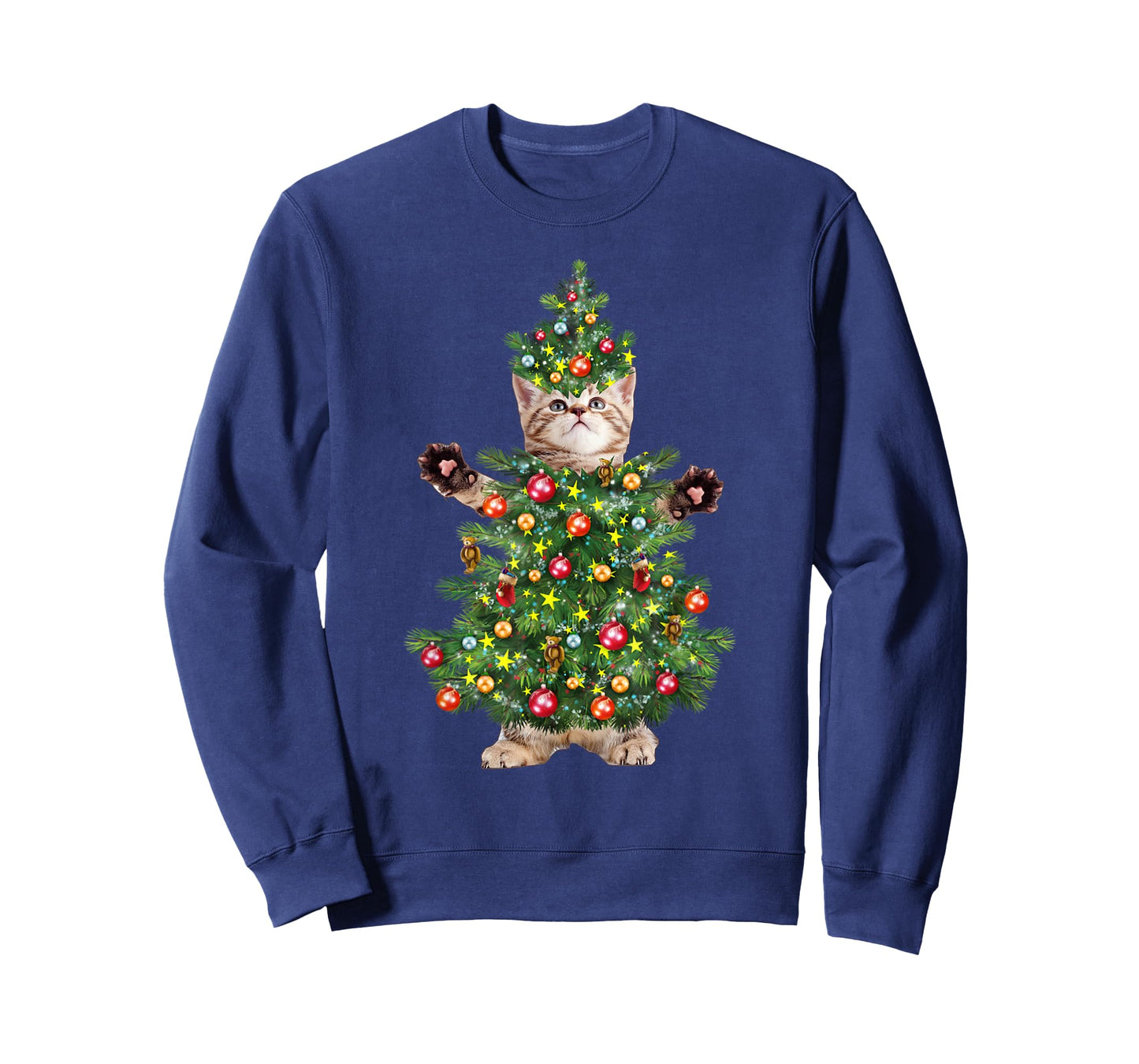 Funny Cat Christmas Tree Xmas Gifts Men Women Kids T-Shirt