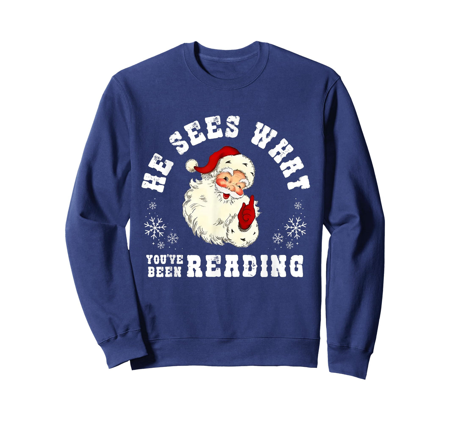 He Sees What You've Been Reading Funny Bookish Christmas T-Shirt