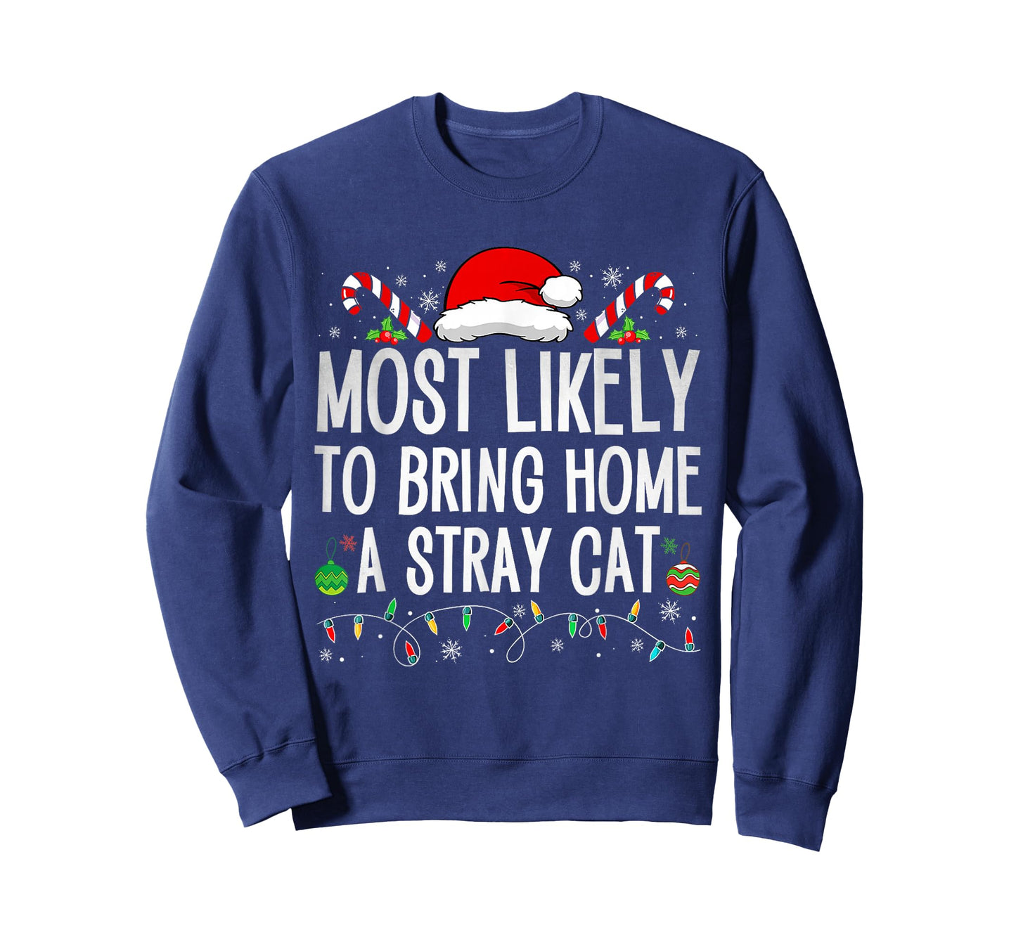 Most Likely To Bring Home A Stray Cat Family Christmas Funny T-Shirt