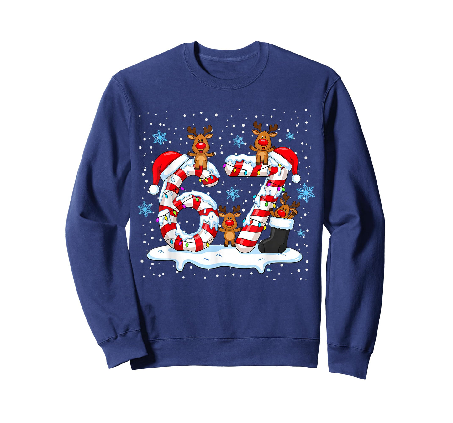 Funny Six Seven 67 Meme 6 7 Christmas Santa Hand Boys Teens T-Shirt