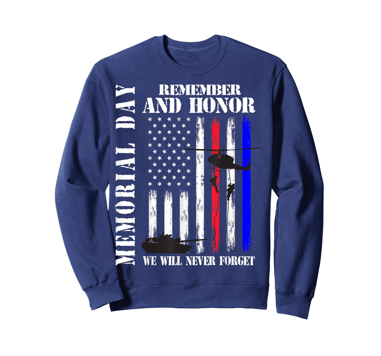 Memorial Day Remember Honor Never Forget Veteran USA Flag T-Shirt