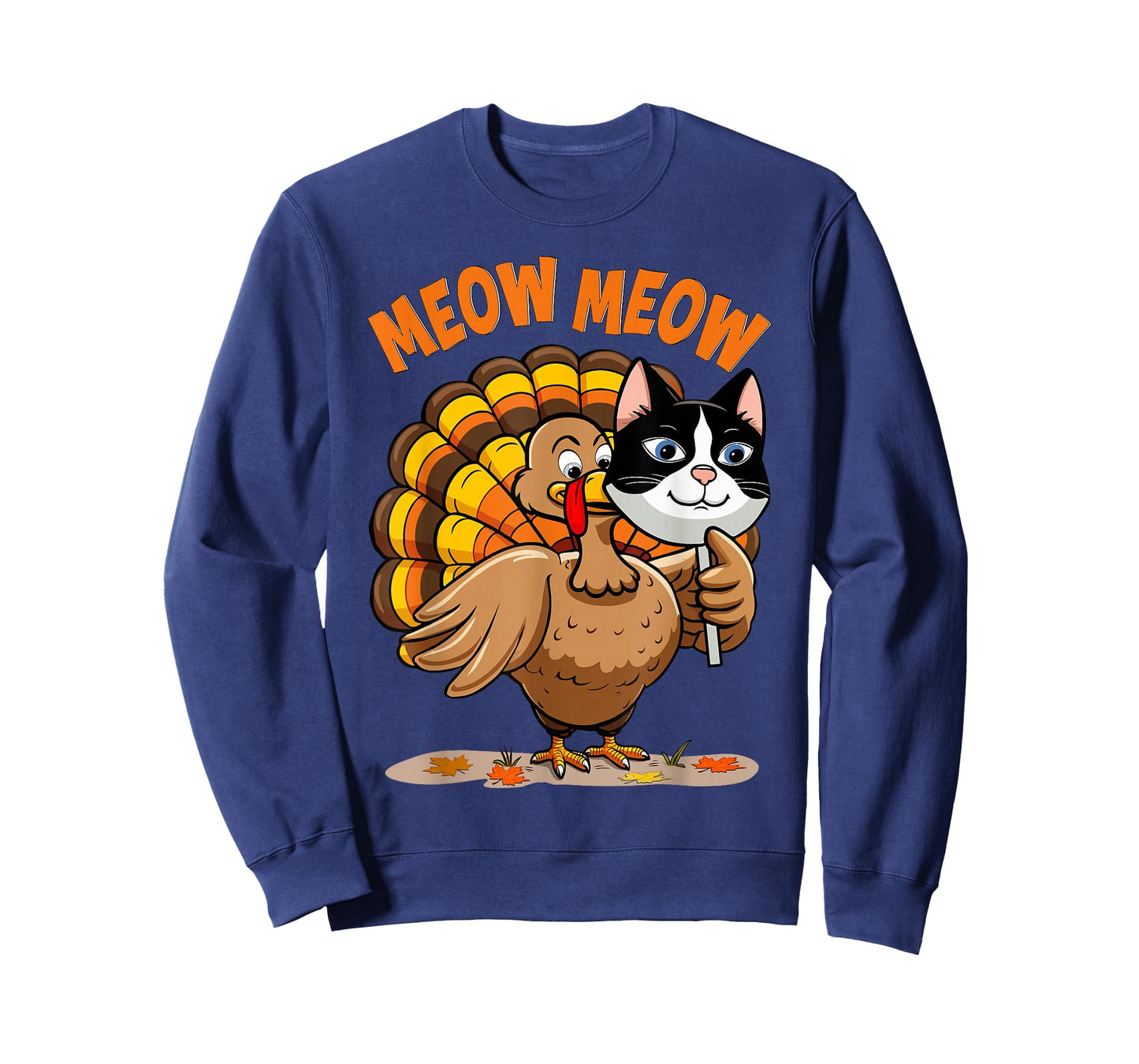 Thanksgiving Cat Funny Fake Cat Meow Thanksgiving Turkey T-Shirt