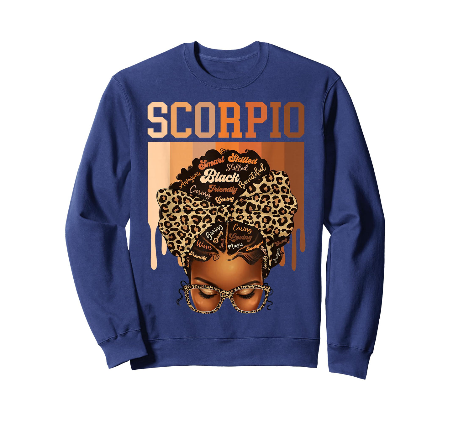 Scorpio Black Woman Leopard Messy Bun Melanin Girl Zodiac T-Shirt