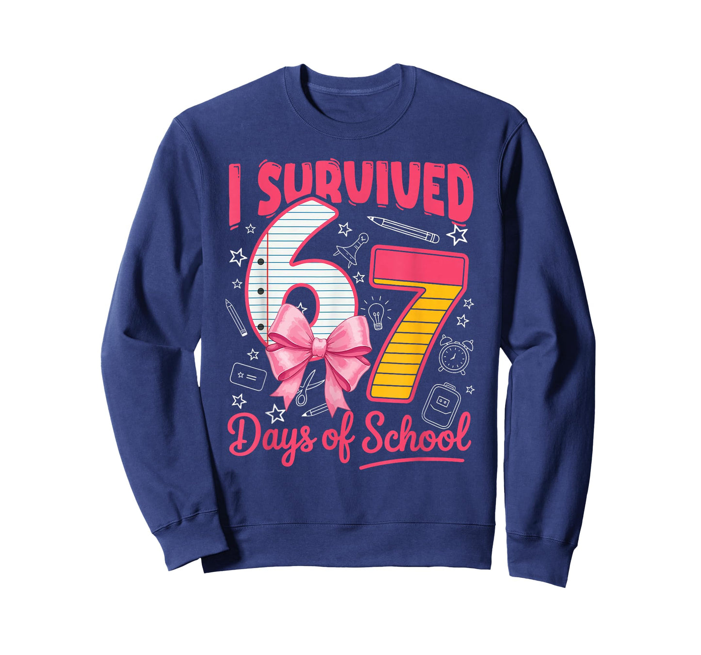 I Survived 67 Days of School Pink Bow Girls Kids T-Shirt