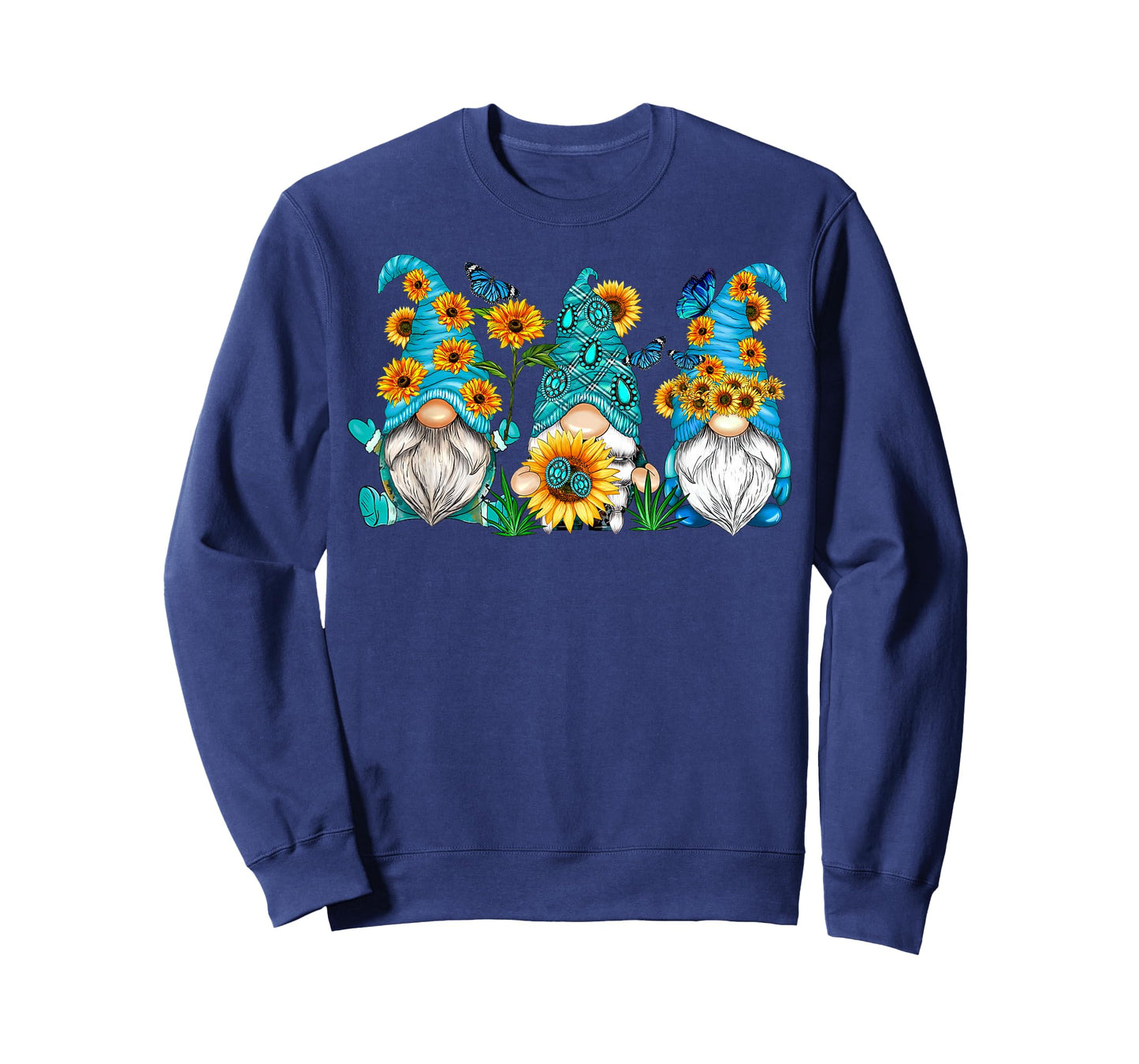 Cute Gnomes With Sunflower Butterfly Gardeners Summer Floral T-Shirt
