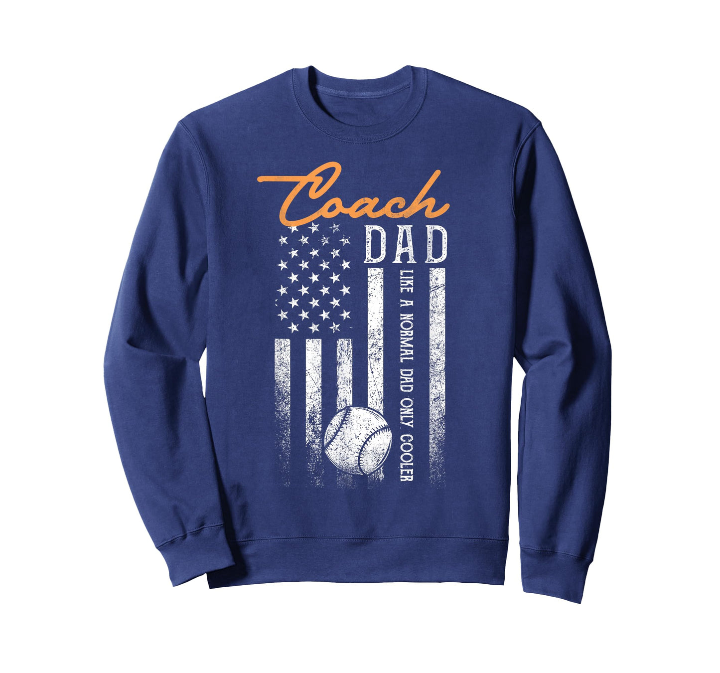 Baseball Coach Dad Like A Normal Dad Only Cooler USA Flag T-Shirt