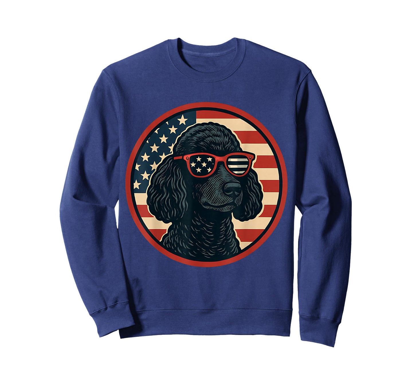 Patriotic Black Standard Poodle Vintage USA Flag 4th of July T-Shirt