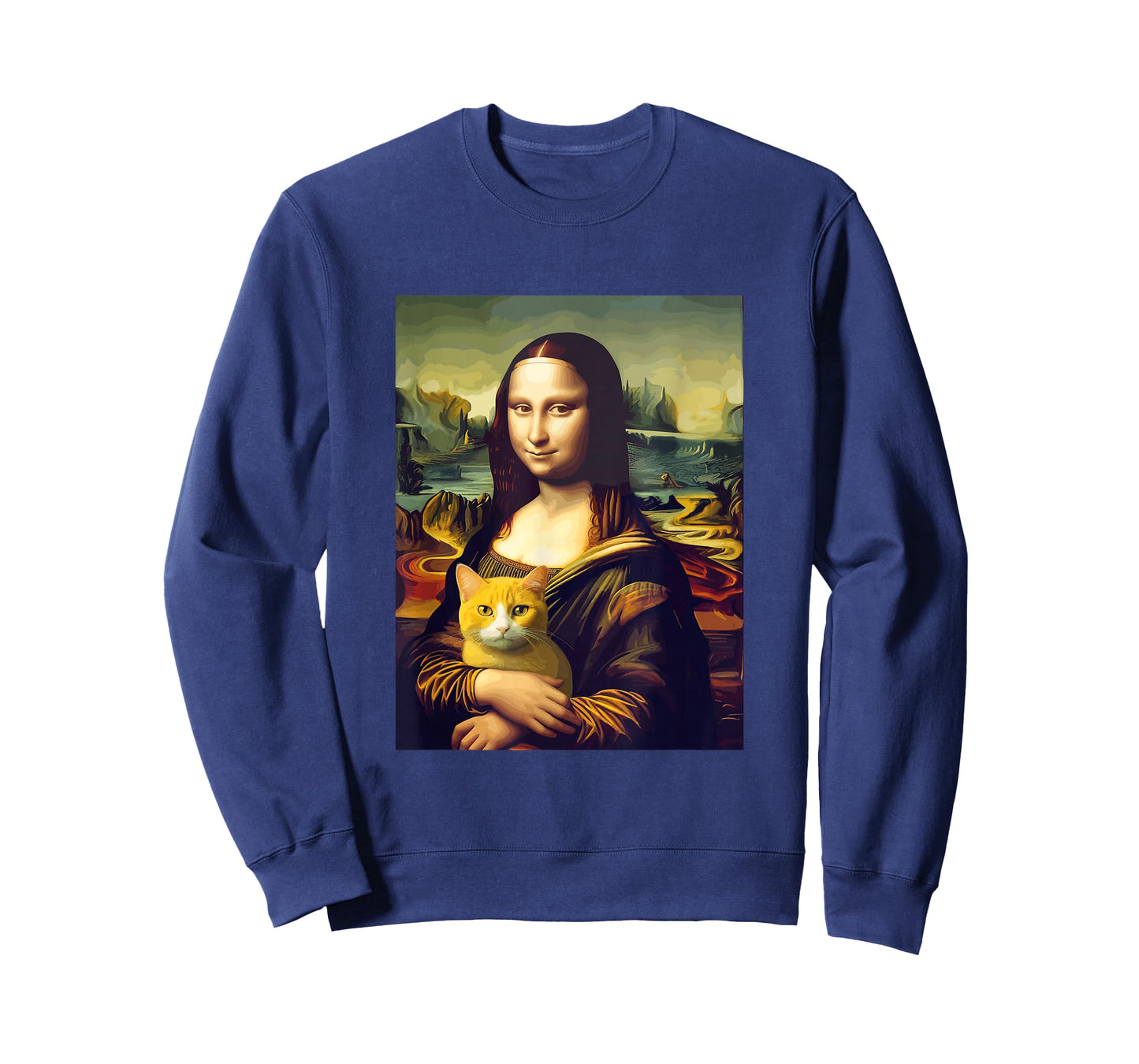 Leonardo da Vinci's Mona Lisa Holding a Cat Funny Art T-Shirt