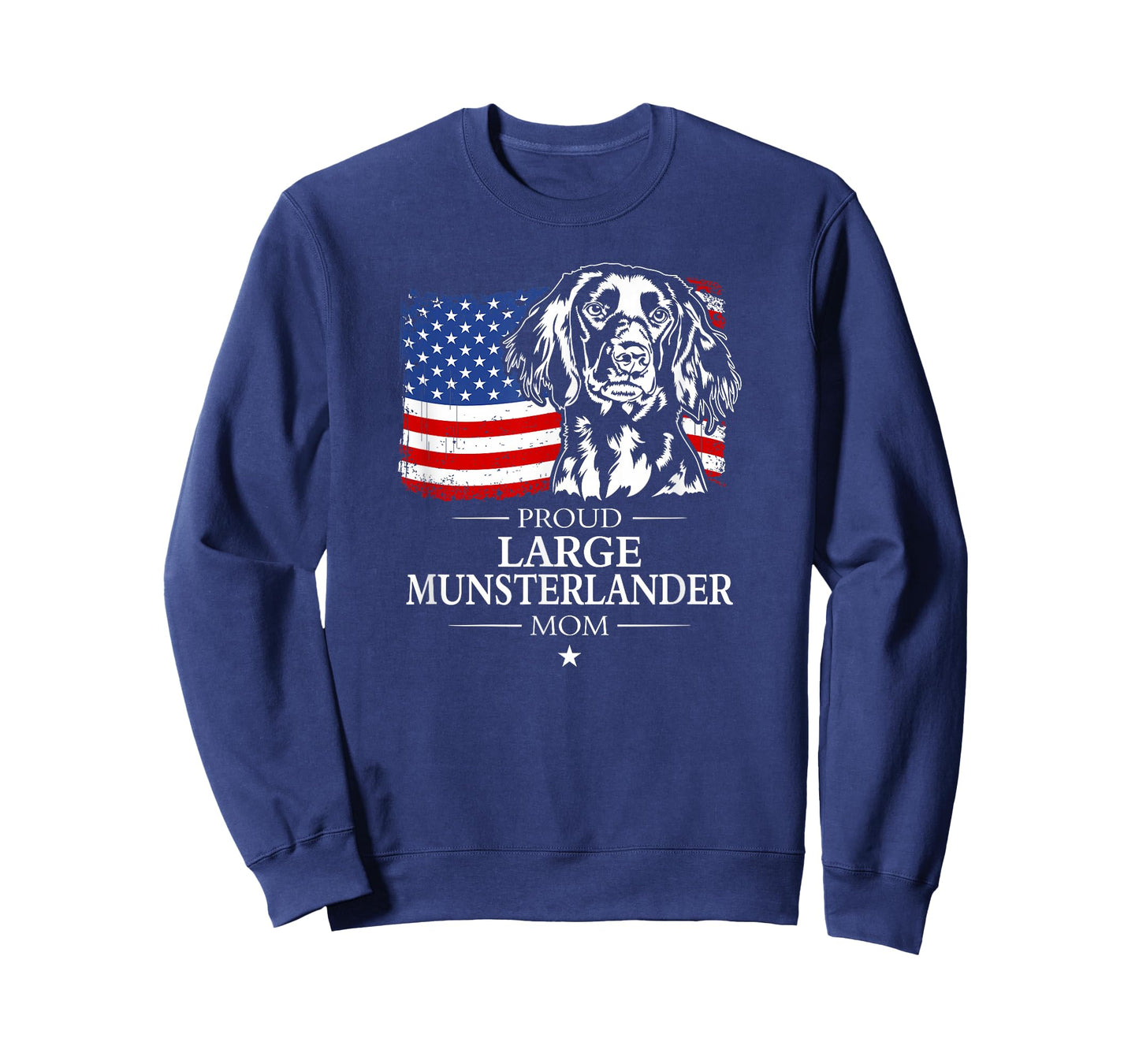 Proud Large Munsterlander Mom American US Flag Patriotic Dog T-Shirt