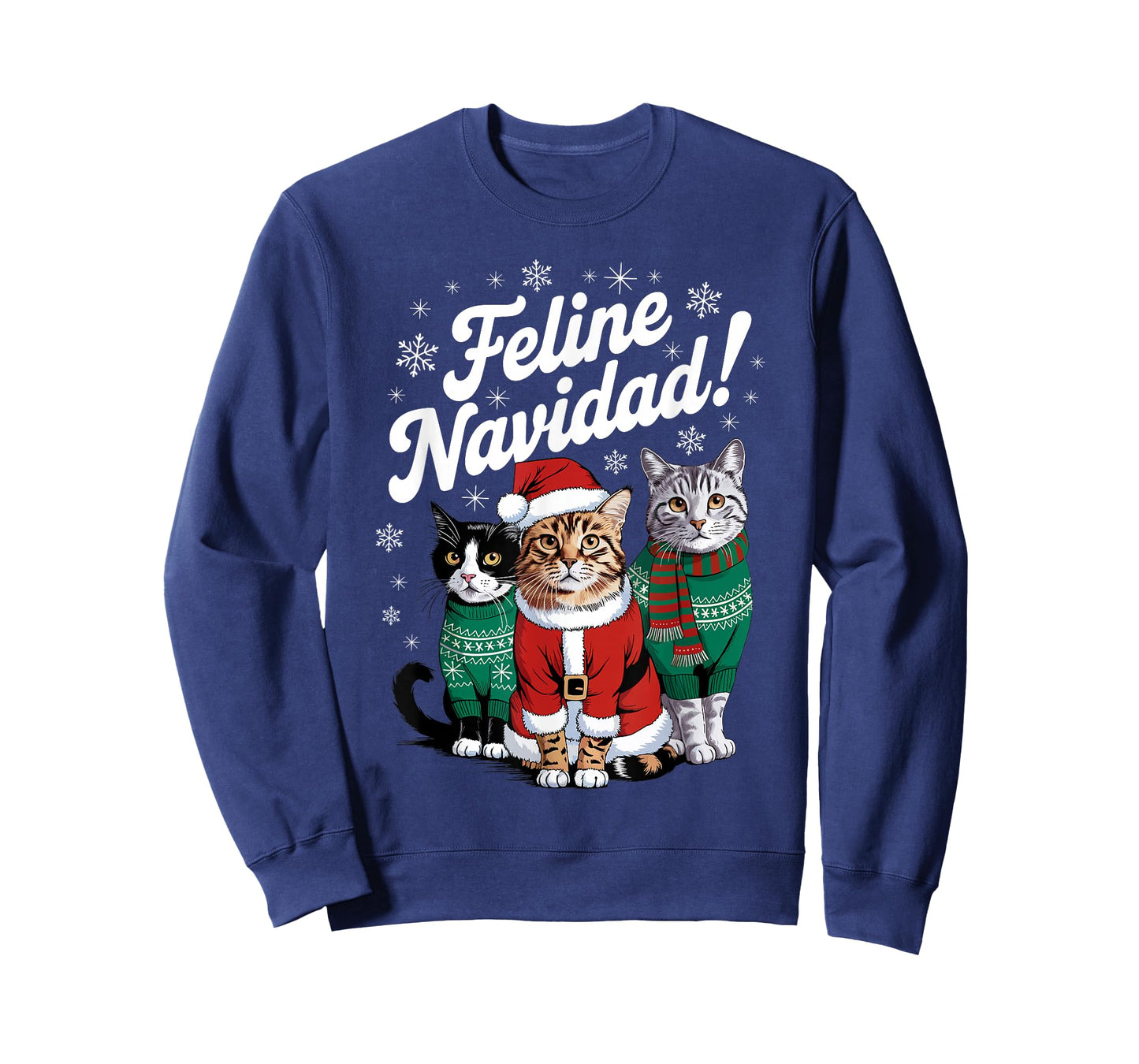 Feline Navidad Funny Cat Christmas Holiday Xmas Santa Hat T-Shirt