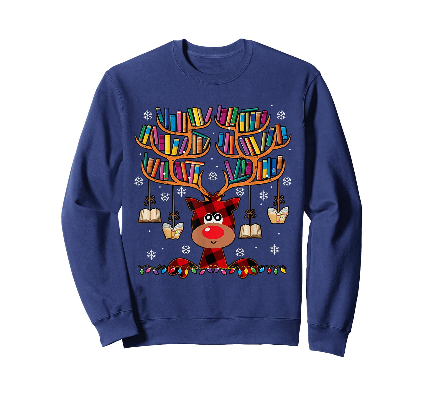 Christmas Librarian Reindeer Matching Family Book Lover Xmas T-Shirt