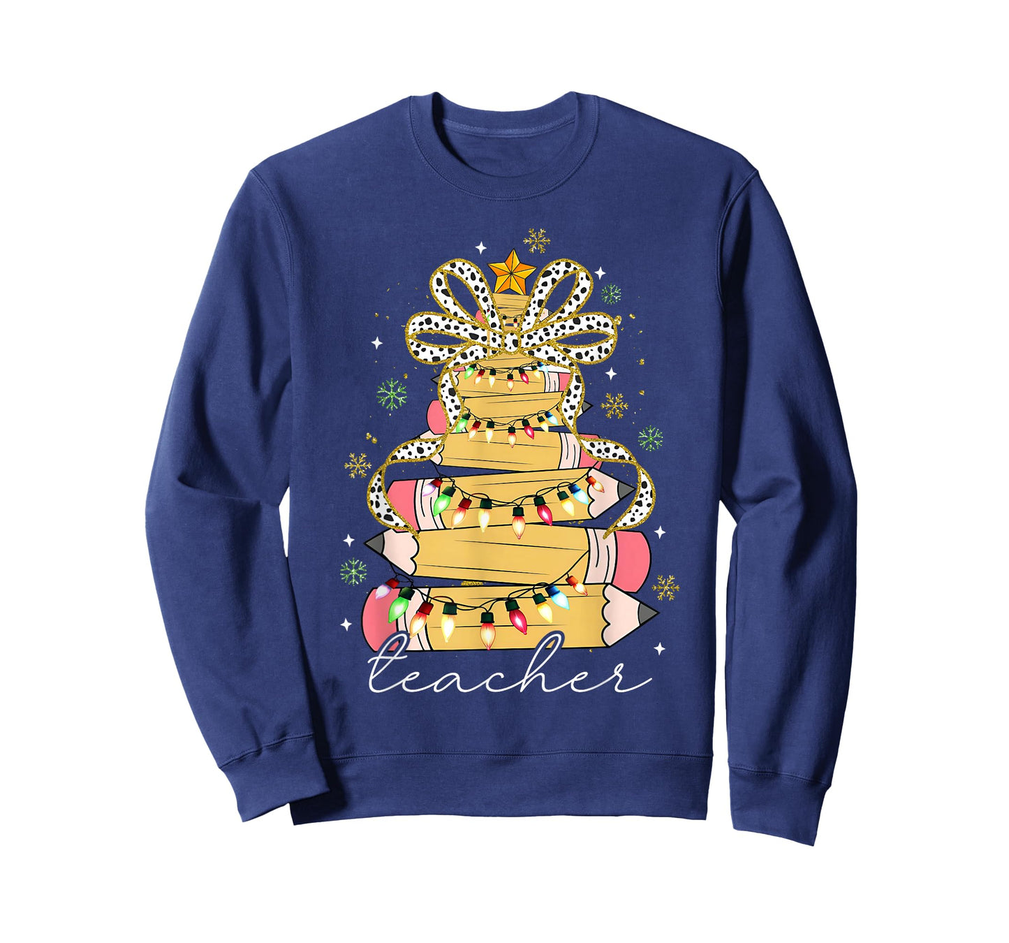 Teacher Coquette Bow Christmas Xmas Tree Pencils Holiday T-Shirt