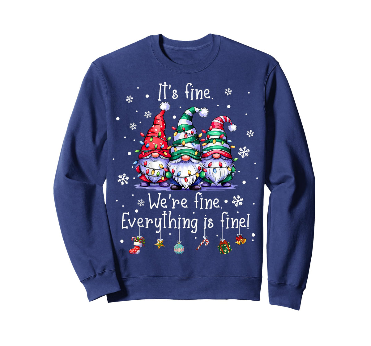 It's Fine We're Fine Everything is Fine Gnome Teacher Xmas T-Shirt
