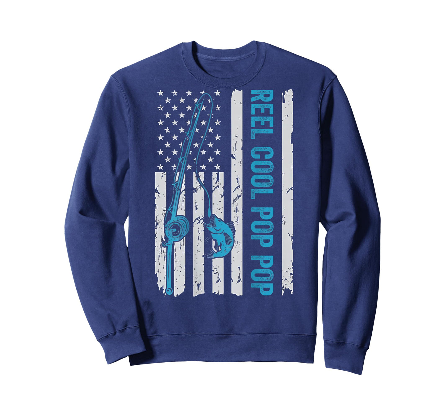 Reel Cool Pop Pop Grandpa Fishing American Flag (On Back) T-Shirt