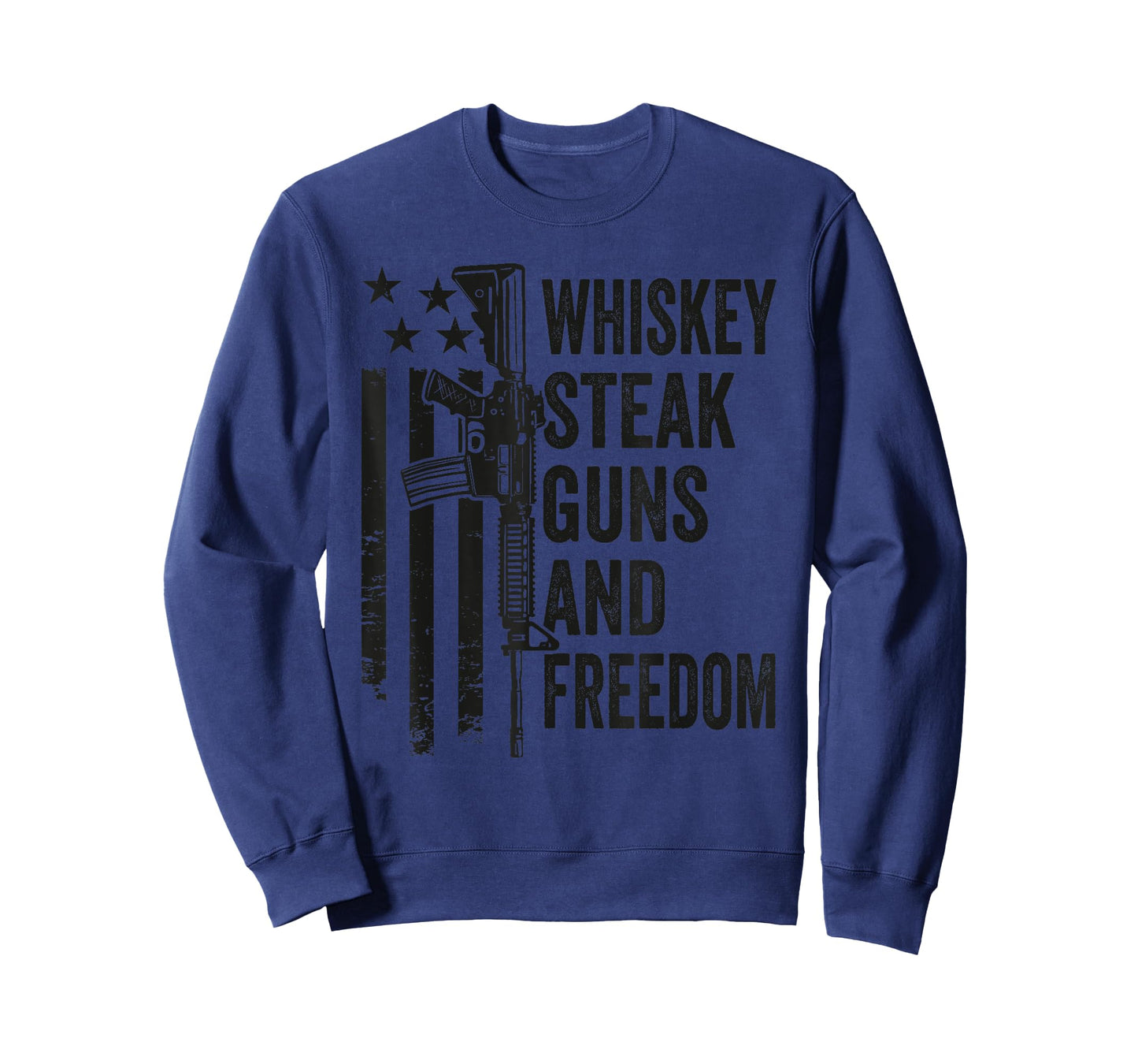 Whiskey Steak Guns & Freedom - Funny Gun BBQ Grill Camo Flag T-Shirt