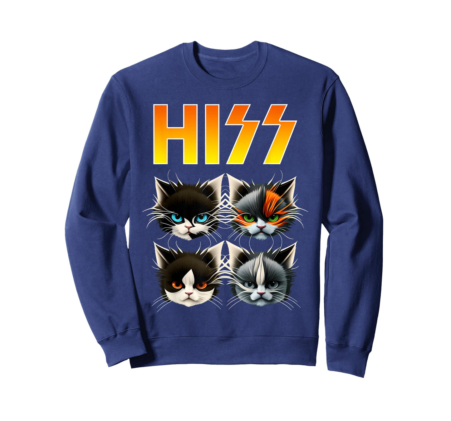 Hiss Funny Cats Rockin Outfit Apparel Design Rock Music Cat T-Shirt