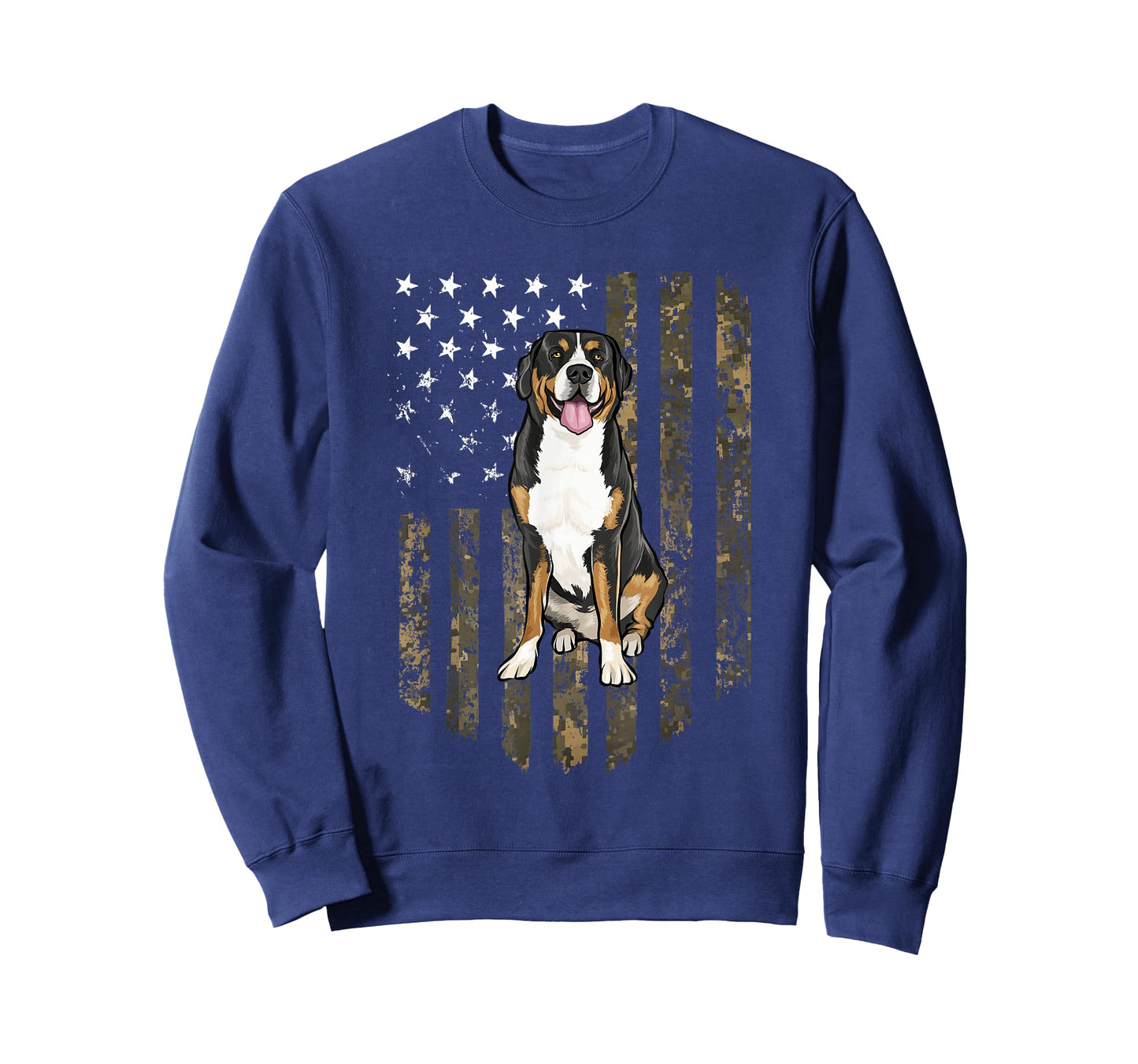 Camo American Flag Greater Swiss Mountain Dog 4th Of July T-Shirt