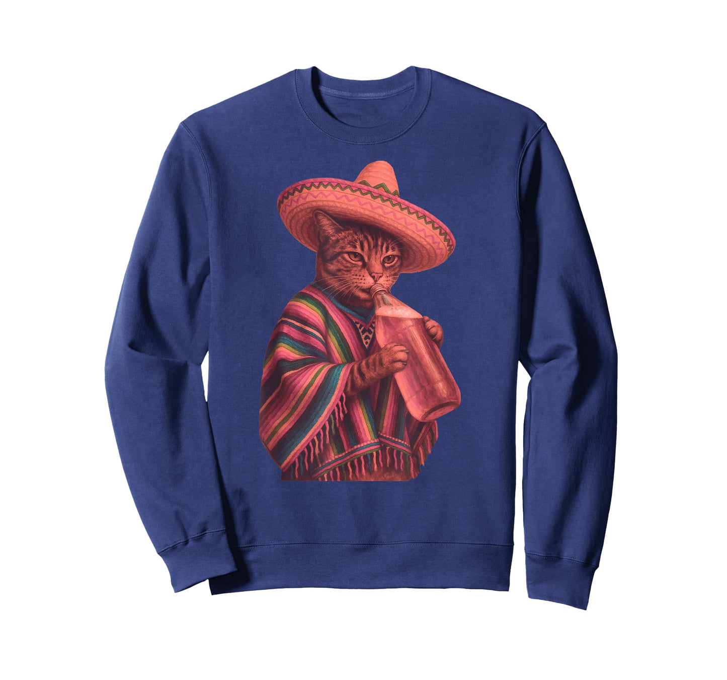 Funny Cat Sombrero Mexican Cinco De Mayo Beer 40 Oz Poncho T-Shirt