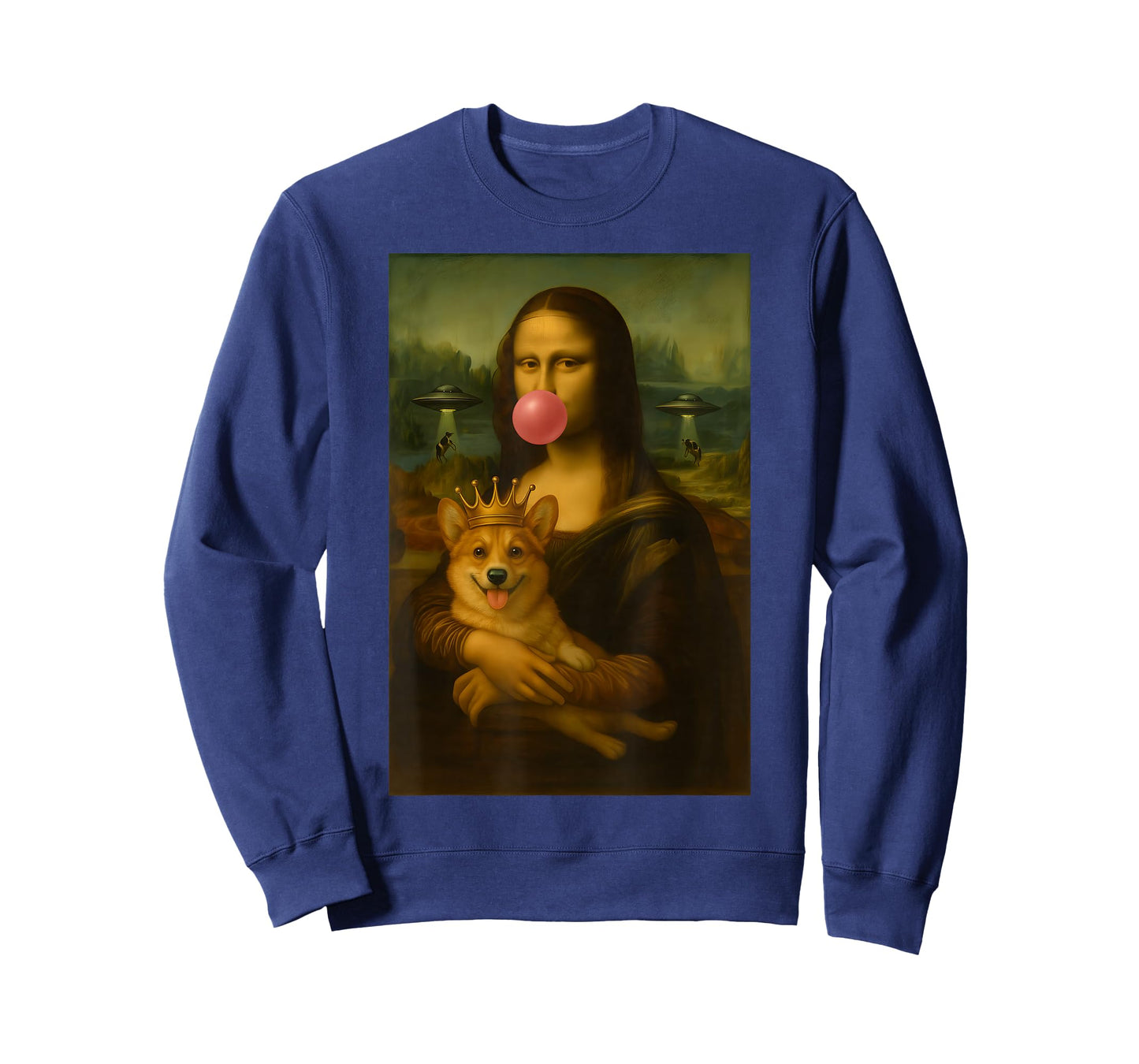Funny Mona Lisa Corgi Ufos T-Shirt