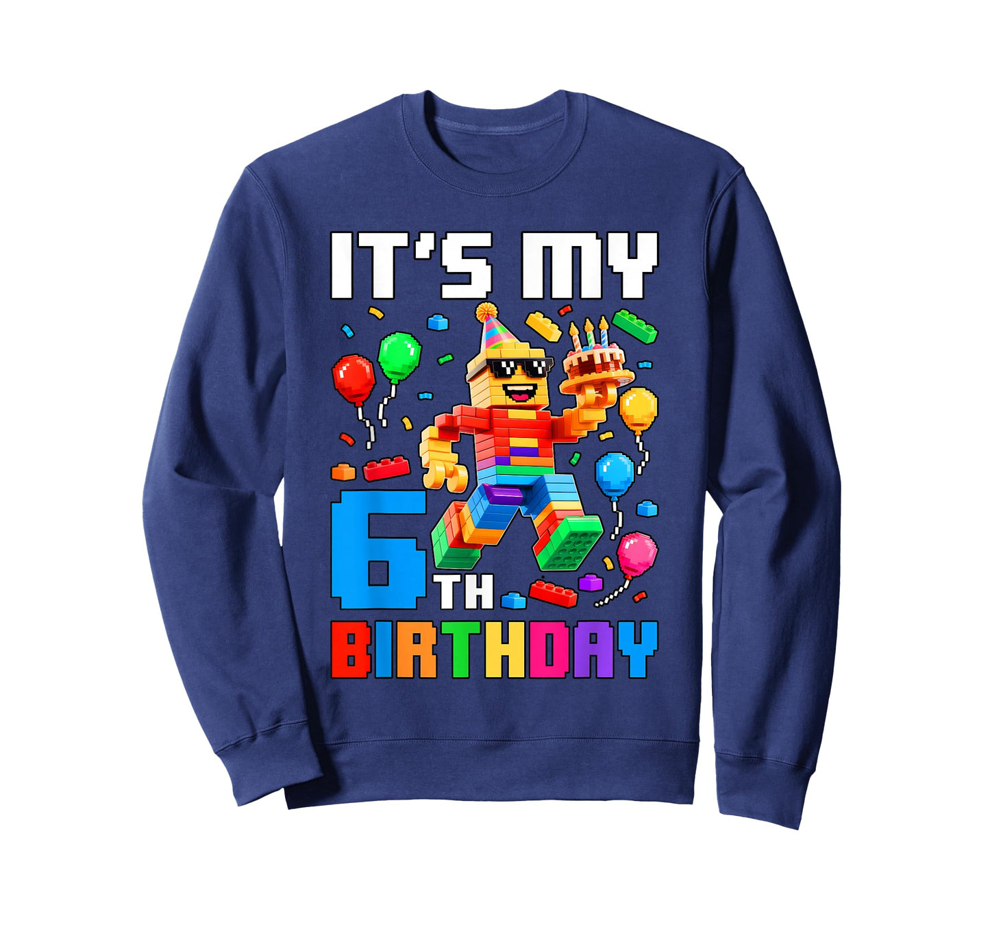 It's My 6th Birthday Building Brick 6 Years Old Boys Kids T-Shirt
