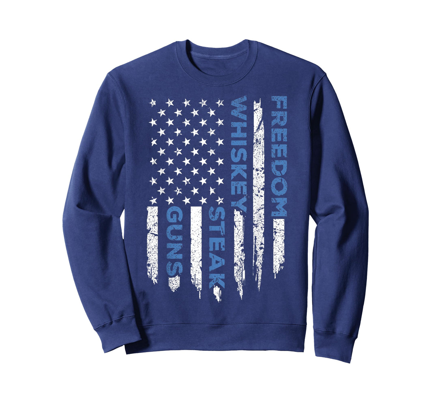 Freedom Whiskey Steak & Guns American Flag Patriotic Liberty T-Shirt for Women Men