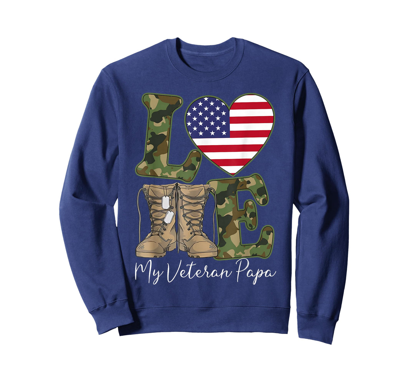 Love My Veteran Papa Proud Military Grandpa USA Flag T-Shirt
