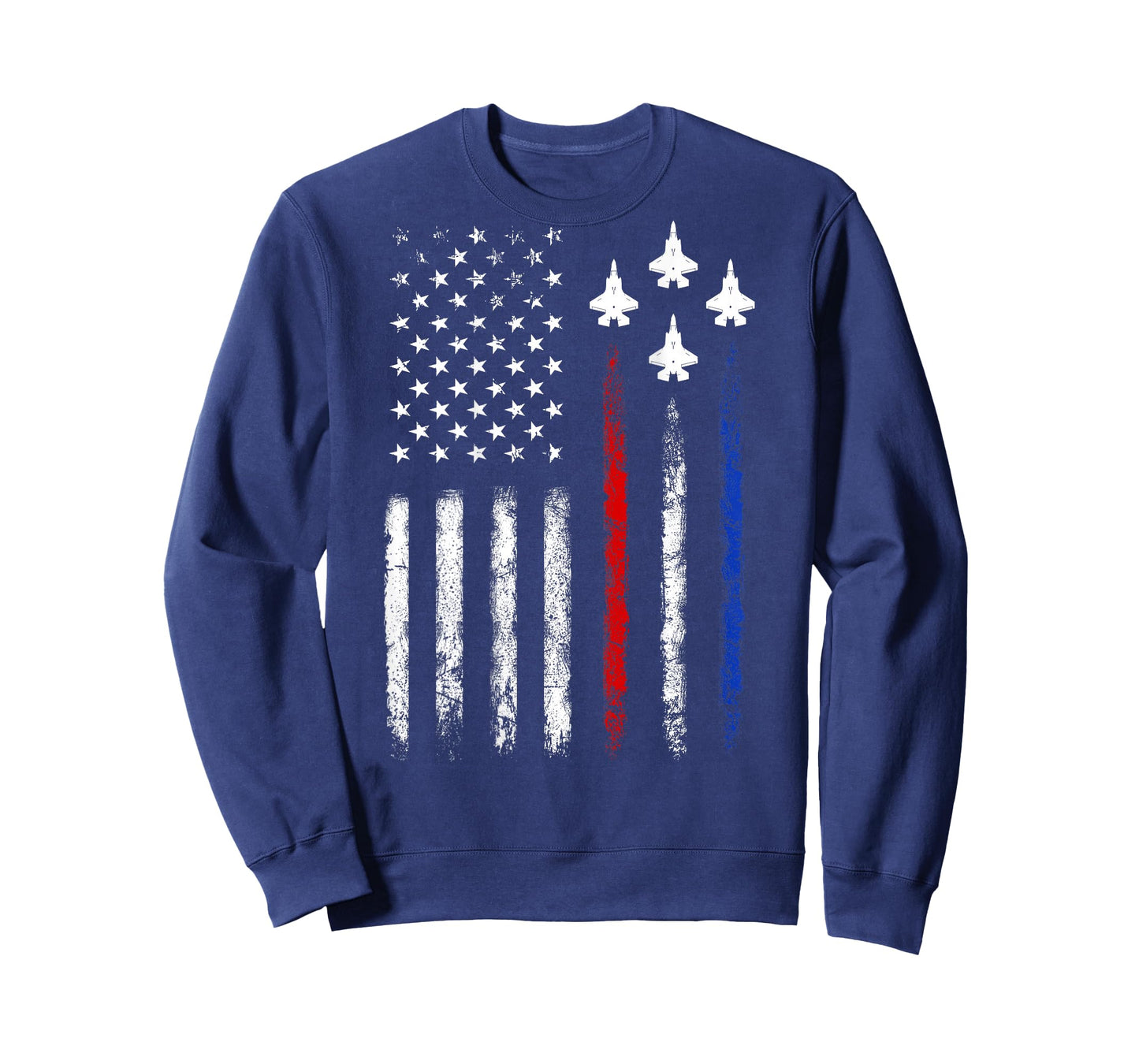 (On Back) Patriotic Shirts USA Flag Fighter Jet 4th of July T-Shirt