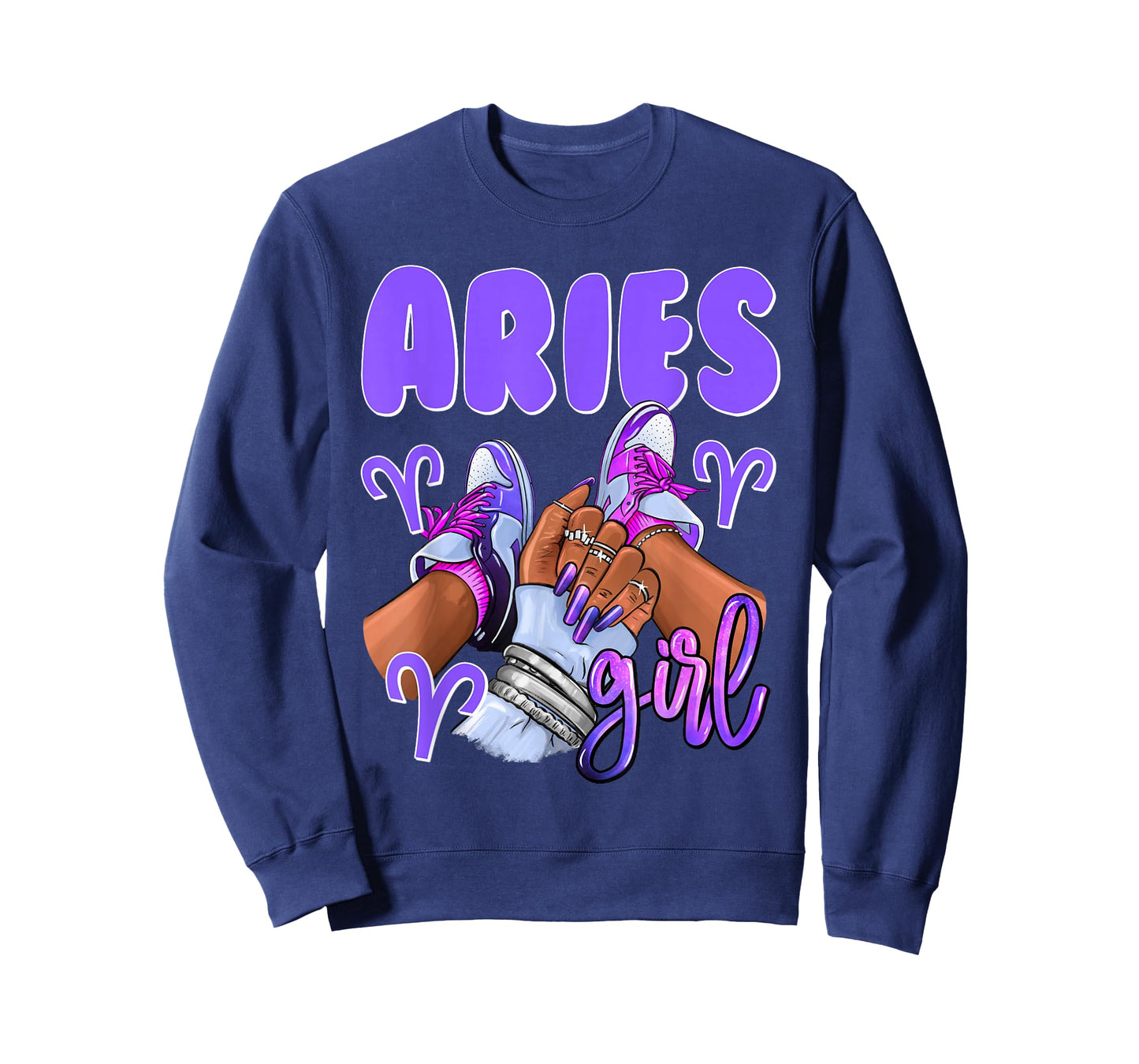Aries Girl African American Women Sneakers Zodiac T-Shirt