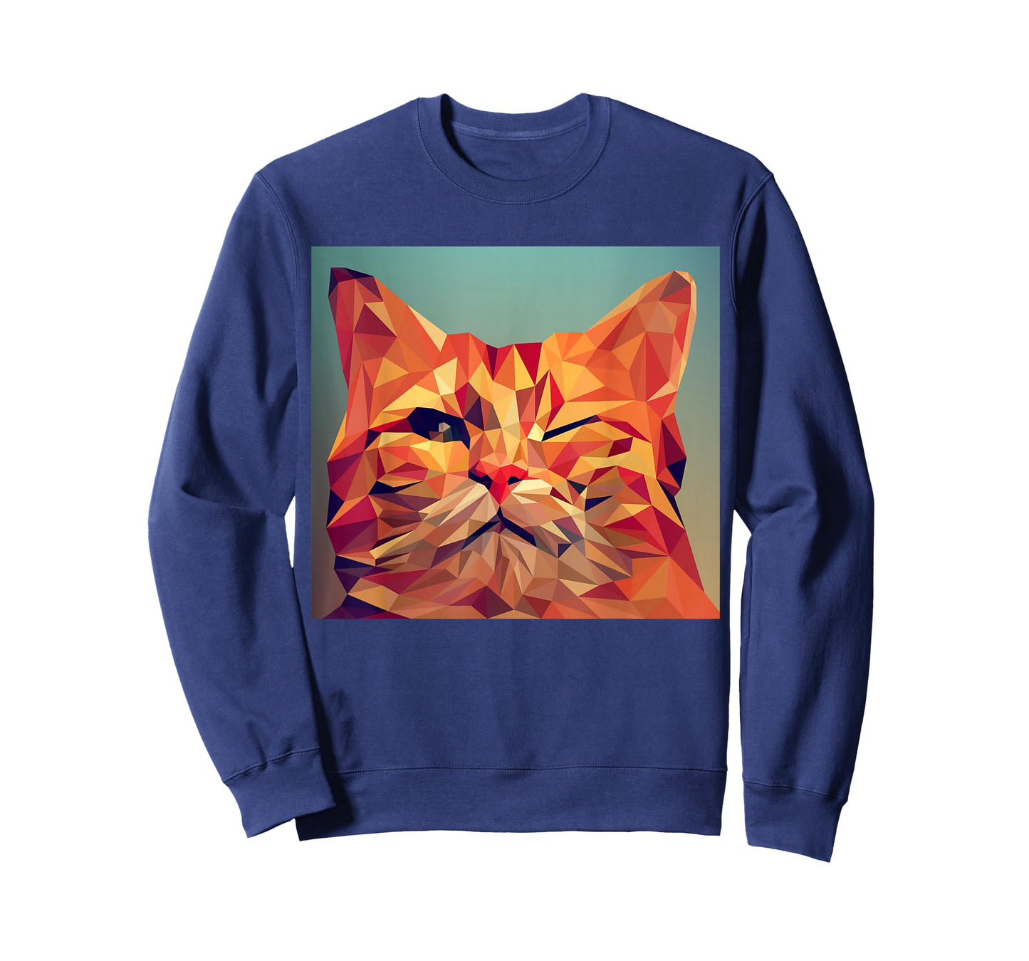 Winking Orange Cat Lover Feline Abstract Digital Poly Art T-Shirt