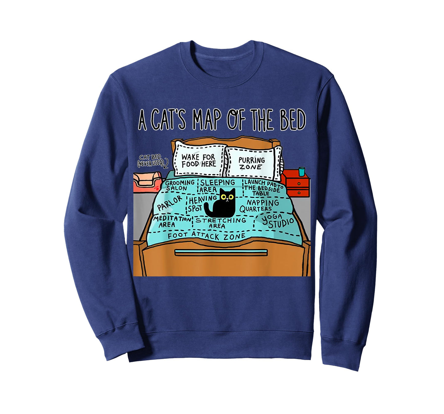 A Cat's Map of the Bed Shirt Funny Cat Lover Tee T-Shirt