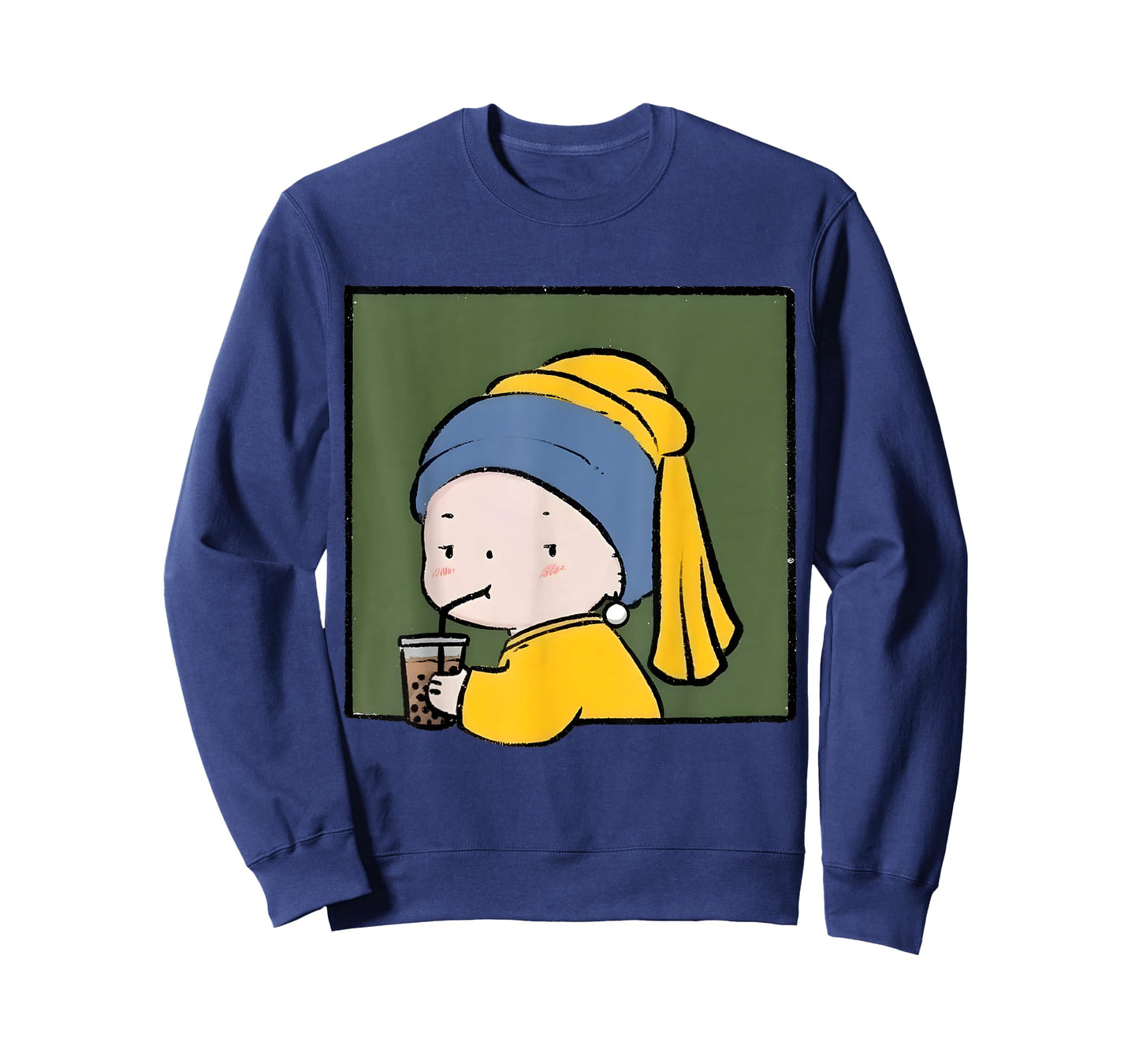 Cute Girl with a Pearl Earring Iced Latte Painted by Vermeer T-Shirt