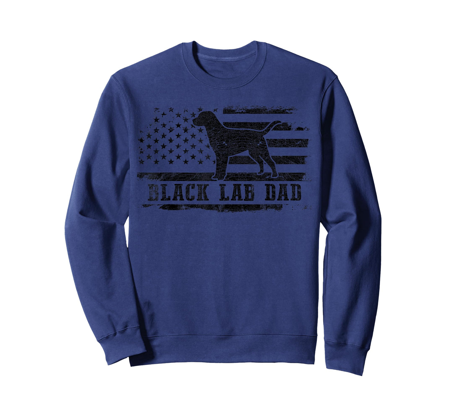 Black Lab Dad Distressed American Flag Patriotic Dog T-Shirt