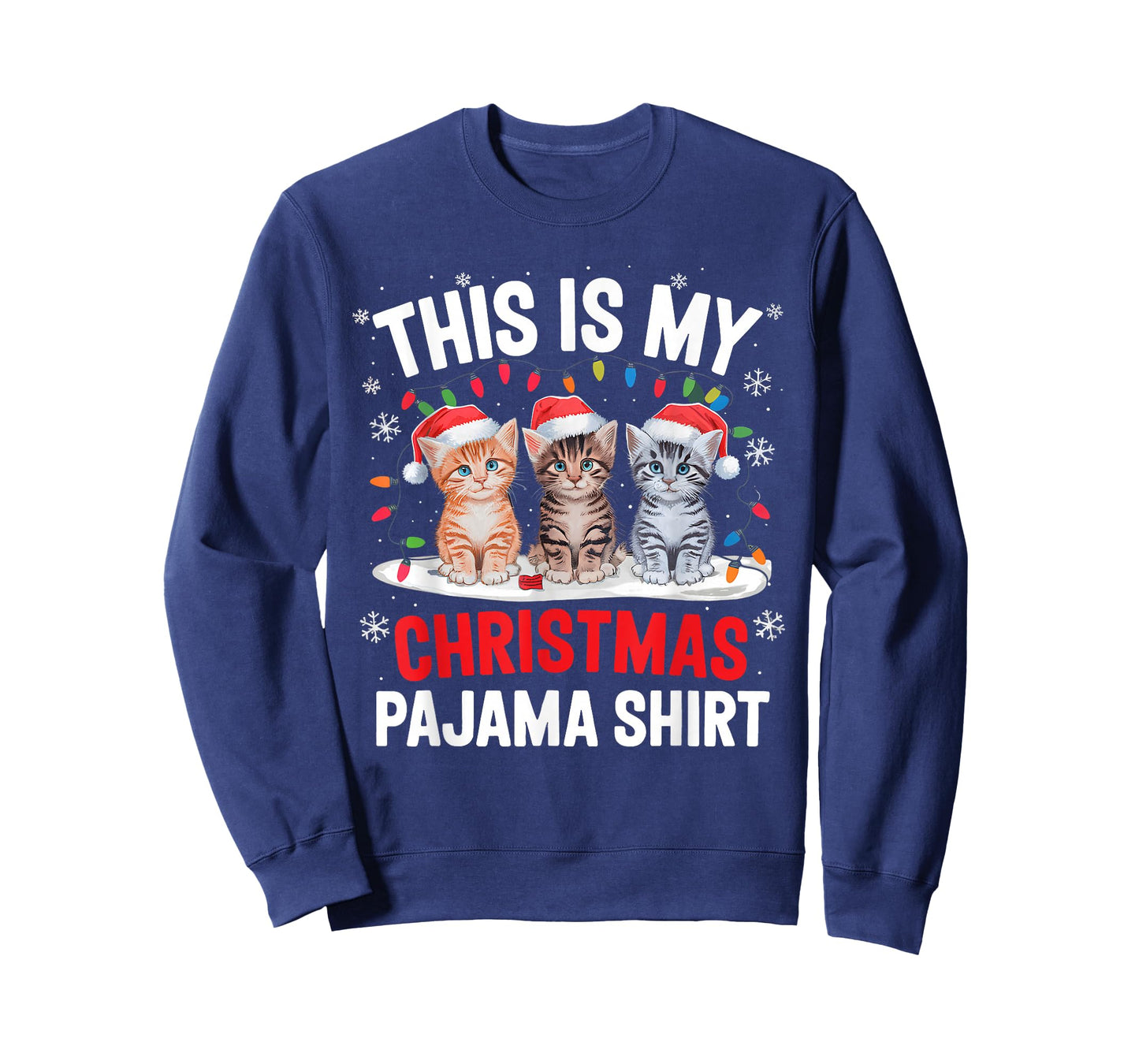 This Is My Christmas Pajama Shirt Cat Lover Meow Kitty Xmas T-Shirt