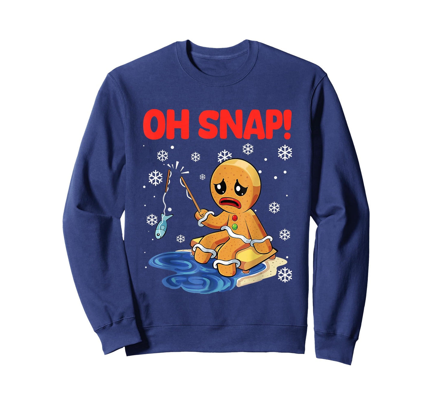 Christmas Gingerbread Man Oh Snap Ice Fishing T-Shirt